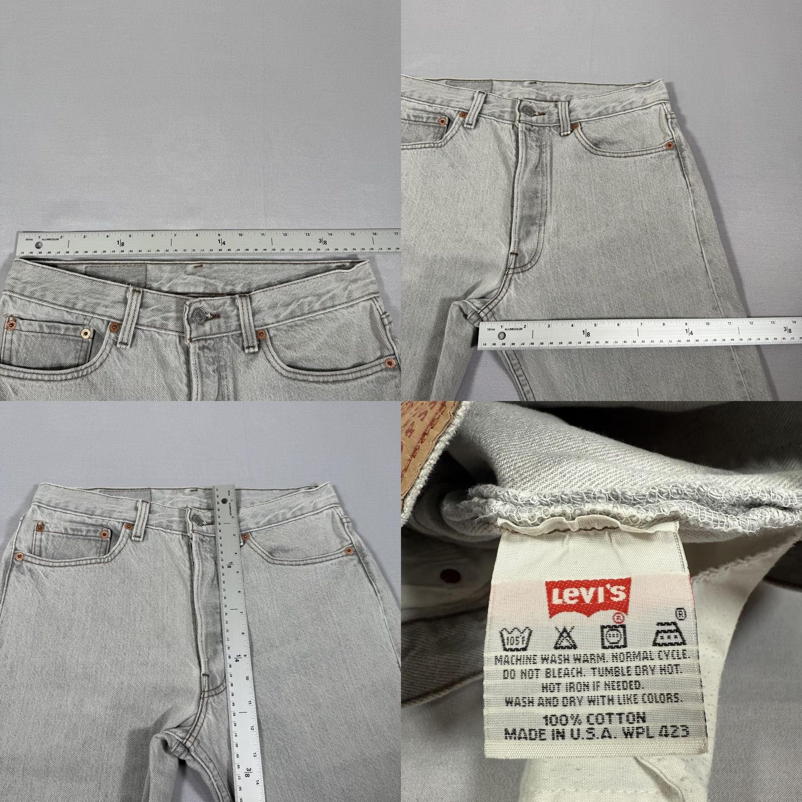 Levi's VINTAGE Levi's 501 Jeans Mens 32x34 Gray Light Wash Straight Leg Denim Pants USA 90s Mens Size US 32 / EU 48 - 8 Thumbnail