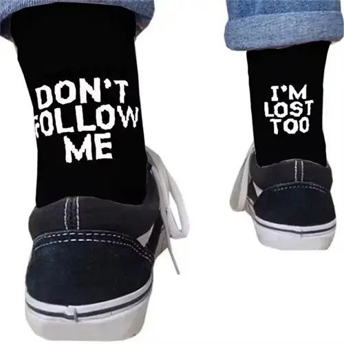 Other Men Funny Harajuku Humor Word Printed Socks Size ONE SIZE - 1 Thumbnail