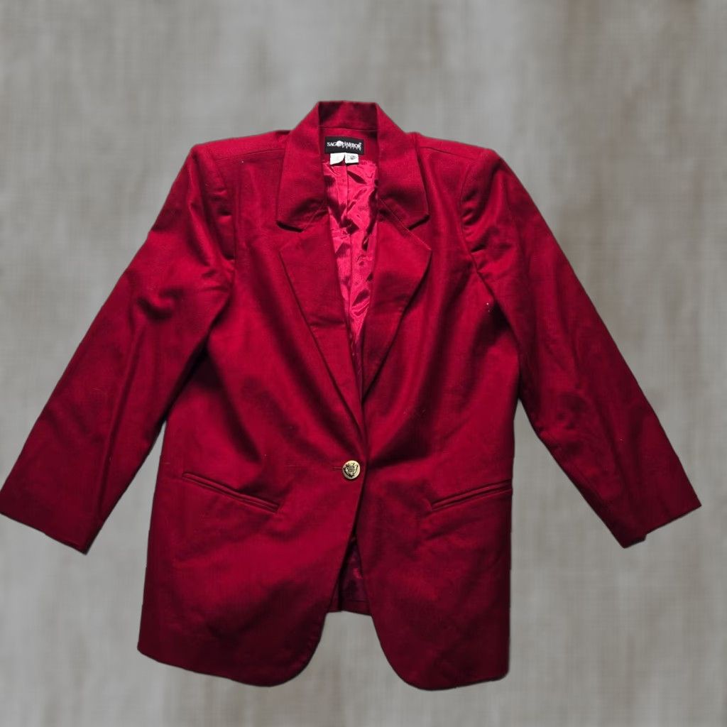 Vintage Sag Harbor Blazer Solid Red 100% Wool Adult Women Size 16 Size XXL / US 16-18 / IT 52-54 - 1 Thumbnail