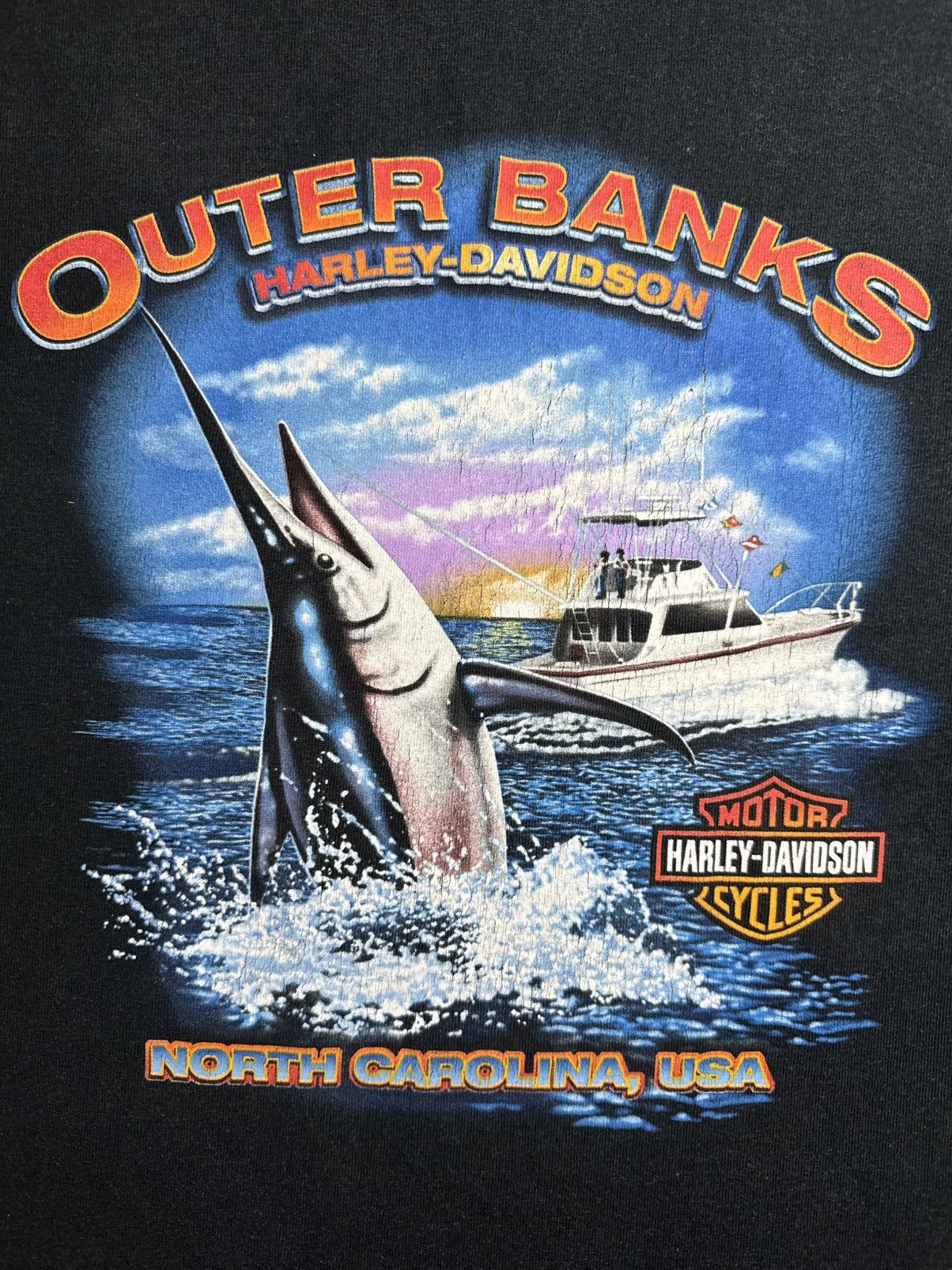 Harley Davidson Vintage Harley Davidson HD 2001 OBX Marlin Graphic Tee Size US XL / EU 56 / 4 - 8 Thumbnail