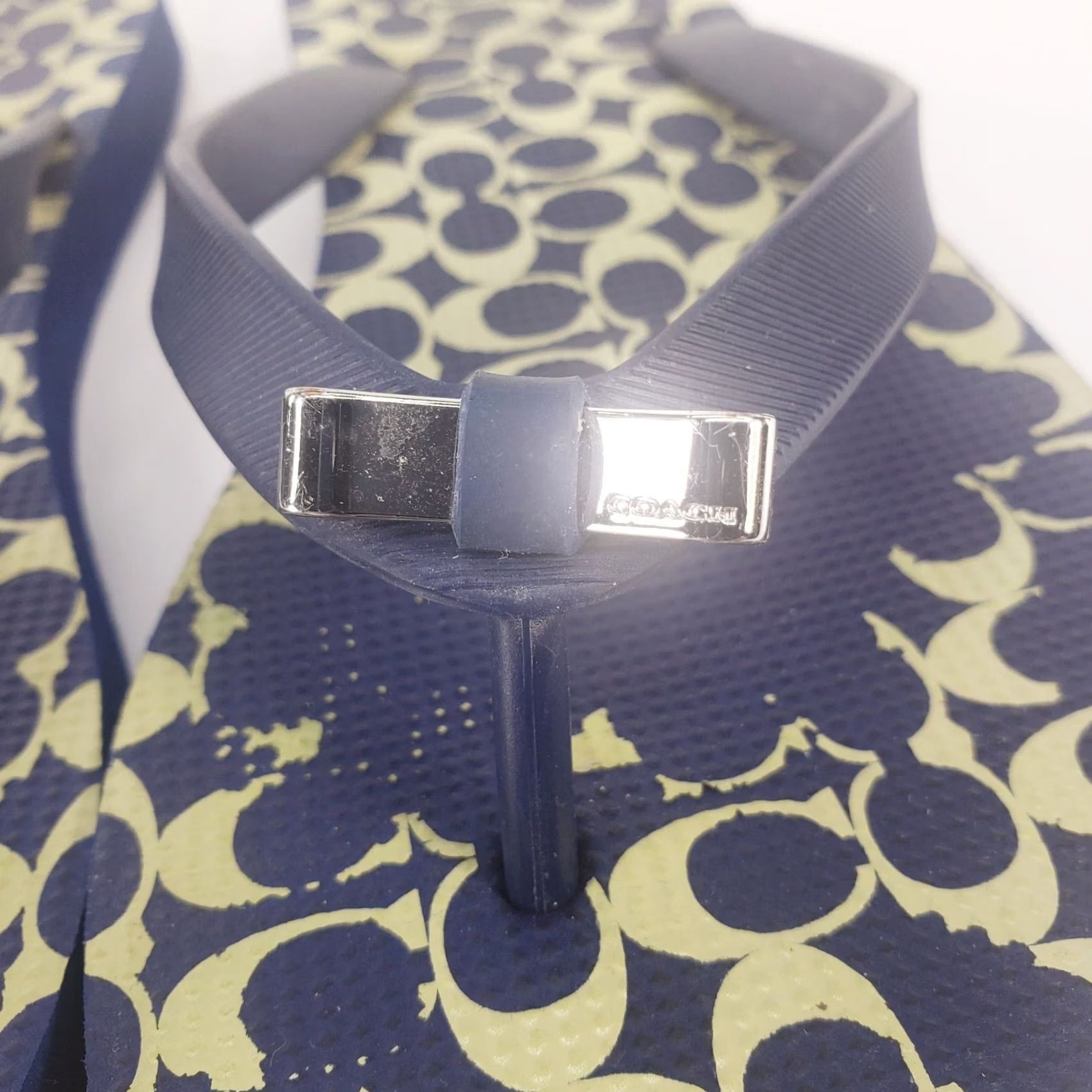 Coach Coach Amel Sig C Flip-Flop Sandals Navy Blue Women SZ 9-10 B Logo Bow Sandals Vintage No Size US 7 / IT 37 - 4 Thumbnail