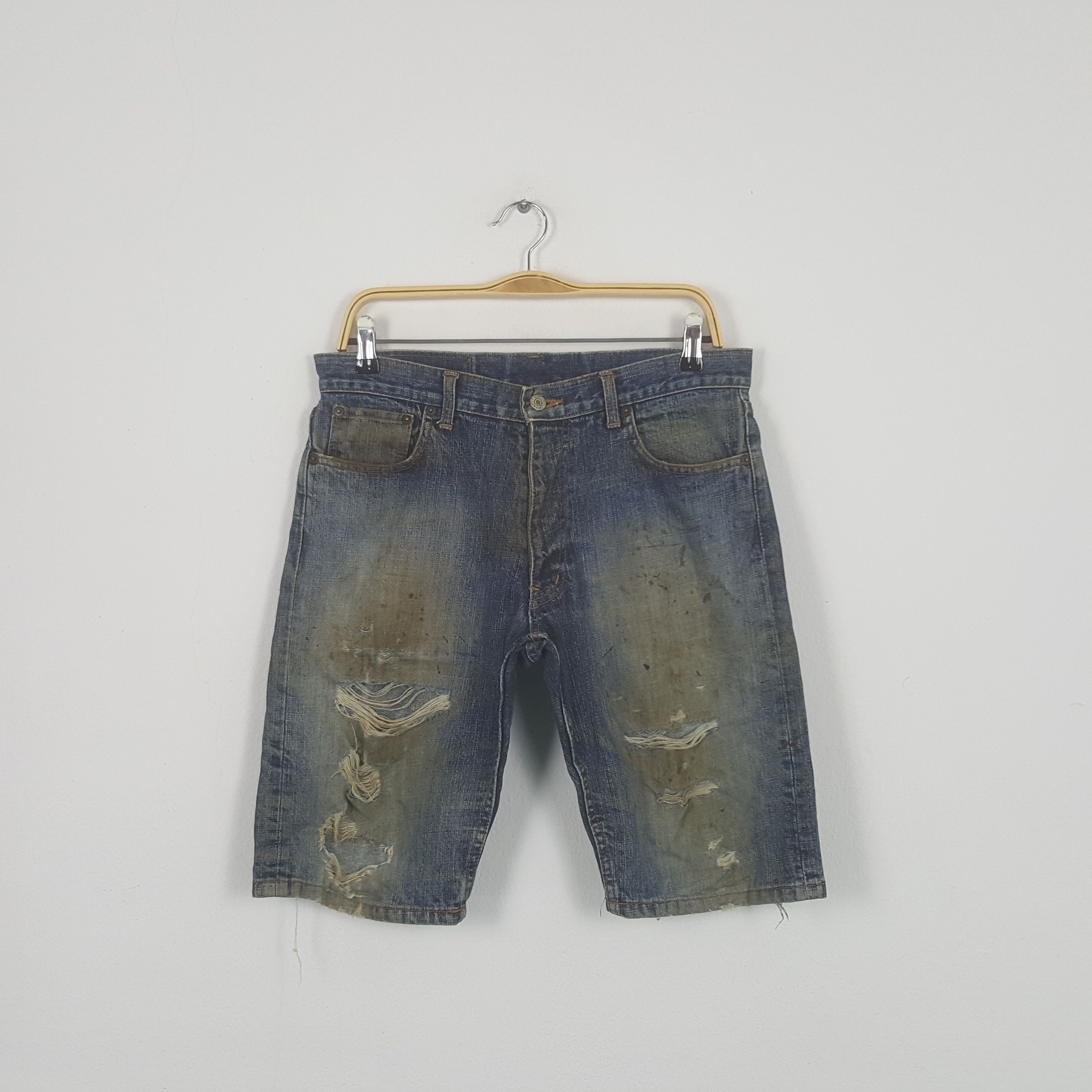 Vintage Vintage Beams Japanese Brand Distressed Shorts Denim Jeans Size US 32 / EU 48 - 3 Thumbnail