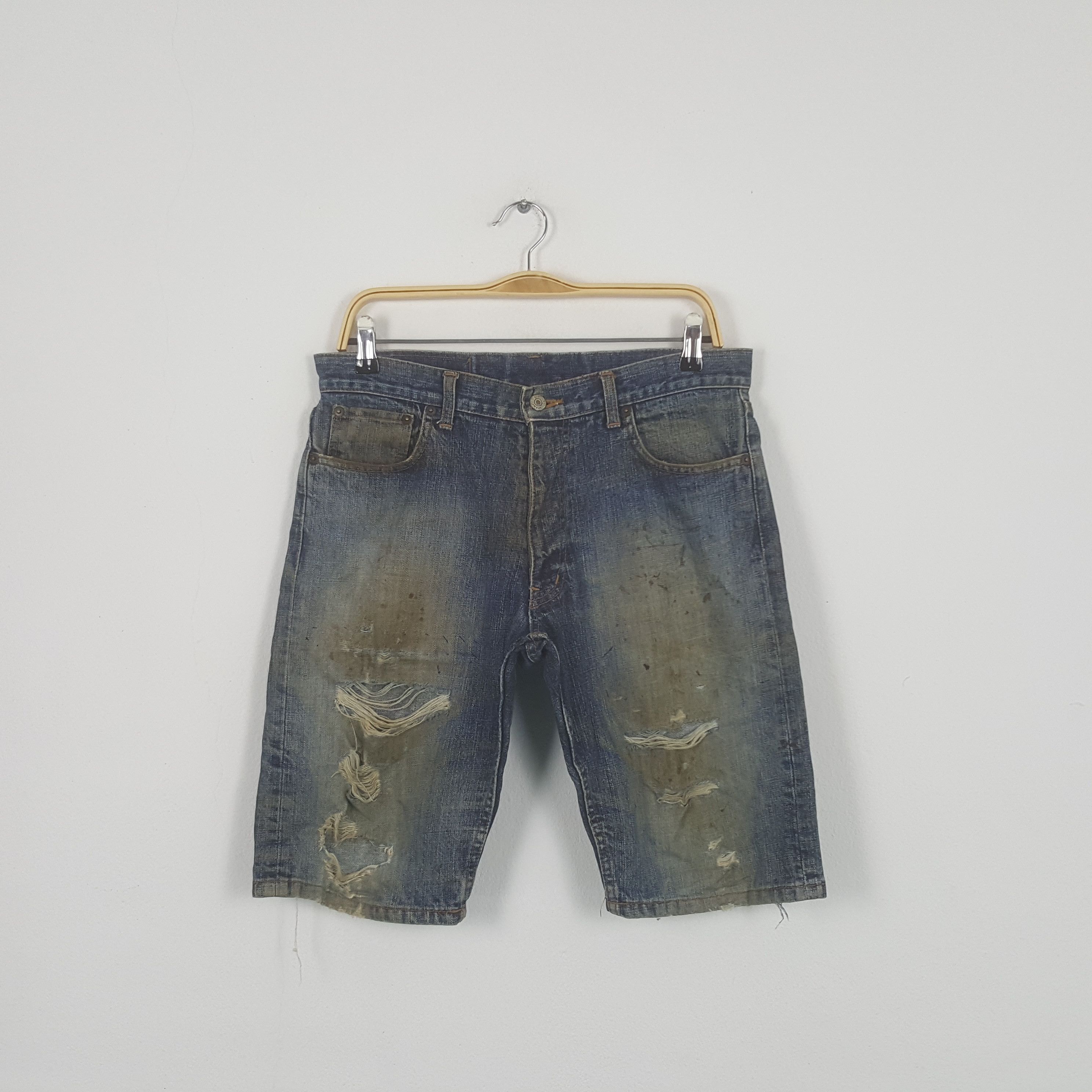 Beams Plus Vintage Beams Japanese Brand Distressed Shorts Denim Jeans Size US 32 / EU 48 - 3 Thumbnail