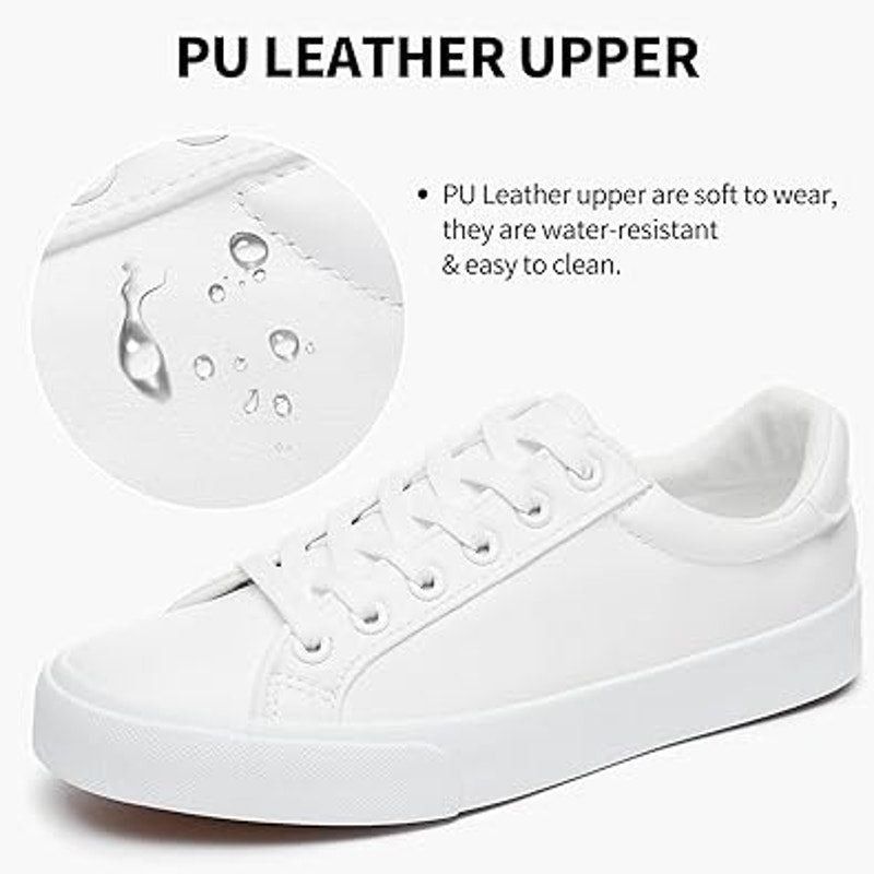 Other Sernial Women's Size 8 White Faux Leather Lace-Up Sneakers Size US 8 / IT 38 - 2 Thumbnail