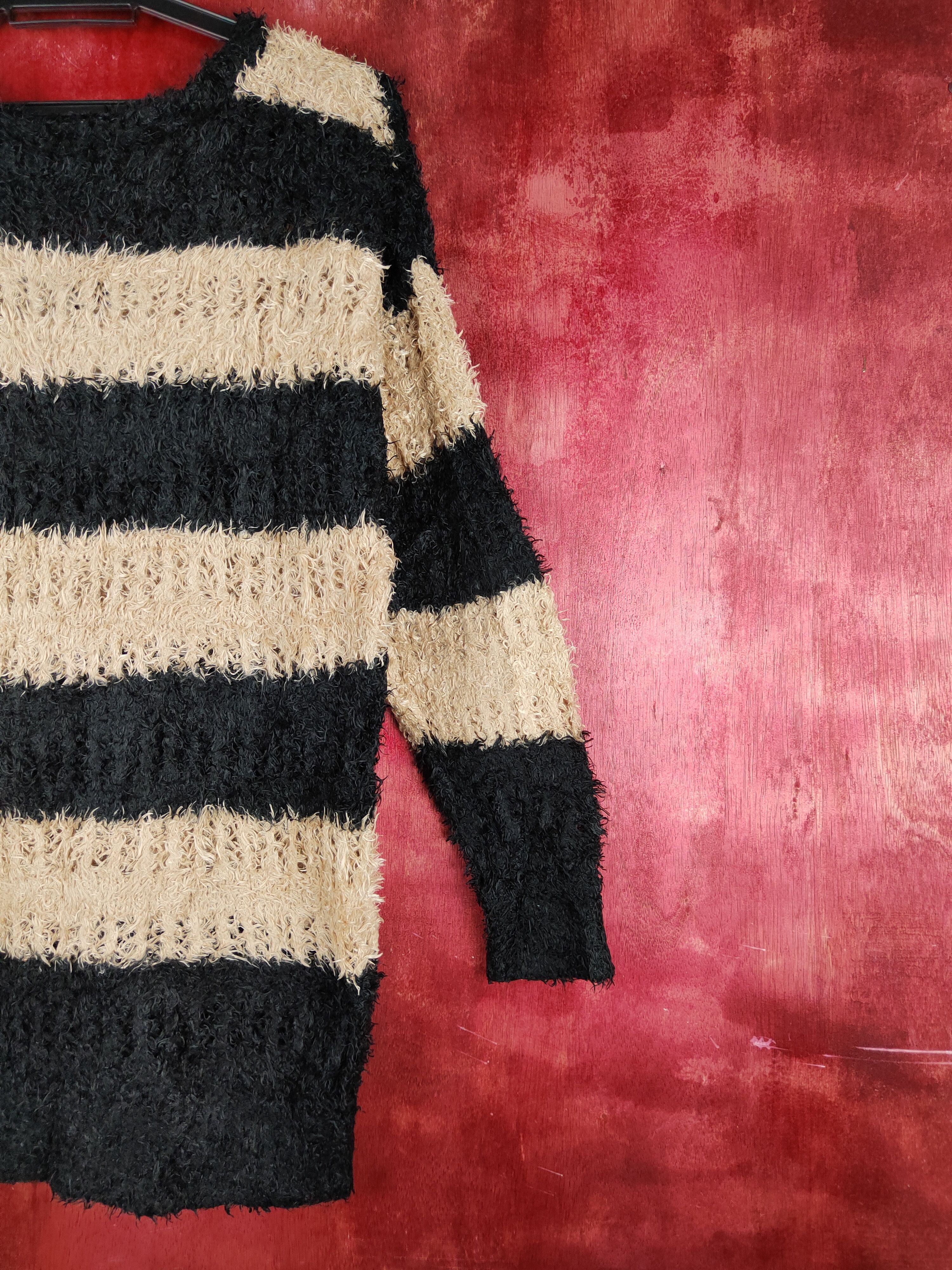 Homespun Knitwear × Japanese Brand × Solid and Striped Ingni Black Brown Shag Shaggy Fur Mohair Knitwear #S1954 Size M / US 6-8 / IT 42-44 - 9 Thumbnail