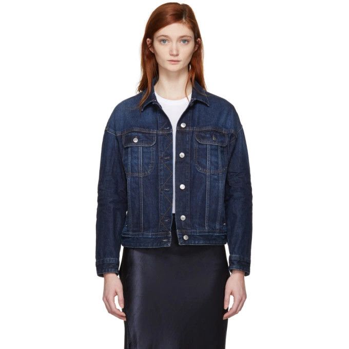 Acne Studios Acne Studios Bla Konst Dark Blue Lamp Denim Trucker Jacket Size M / US 6-8 / IT 42-44 - 2 Thumbnail