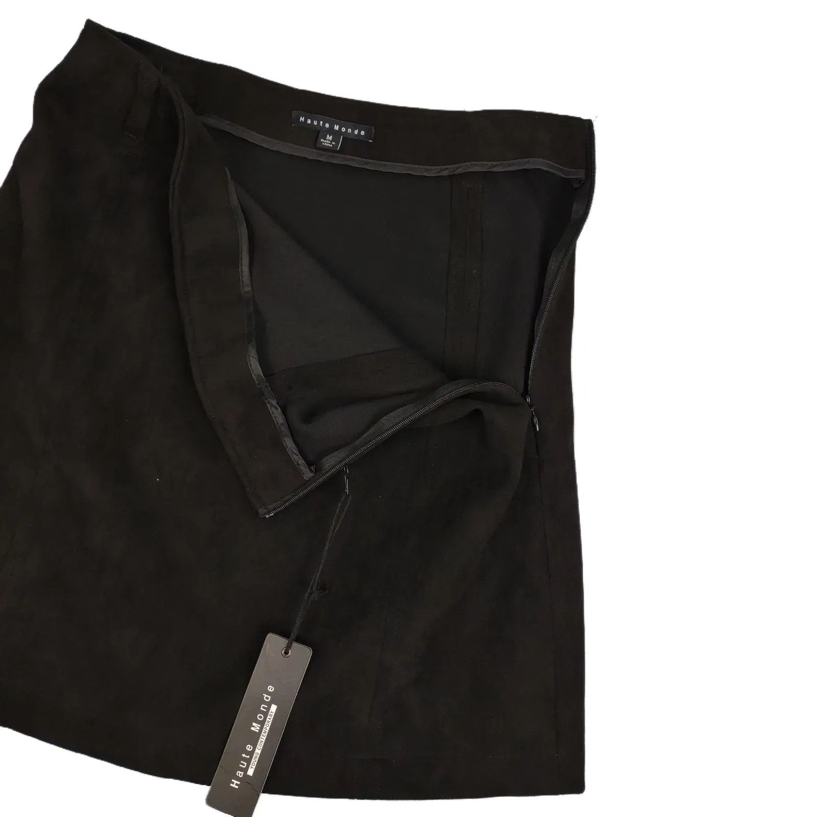 Other HAUTE MONDE Black Faux Suede Stretch Mini Skirt, NWT Size 28" / US 6 / IT 42 - 3 Thumbnail