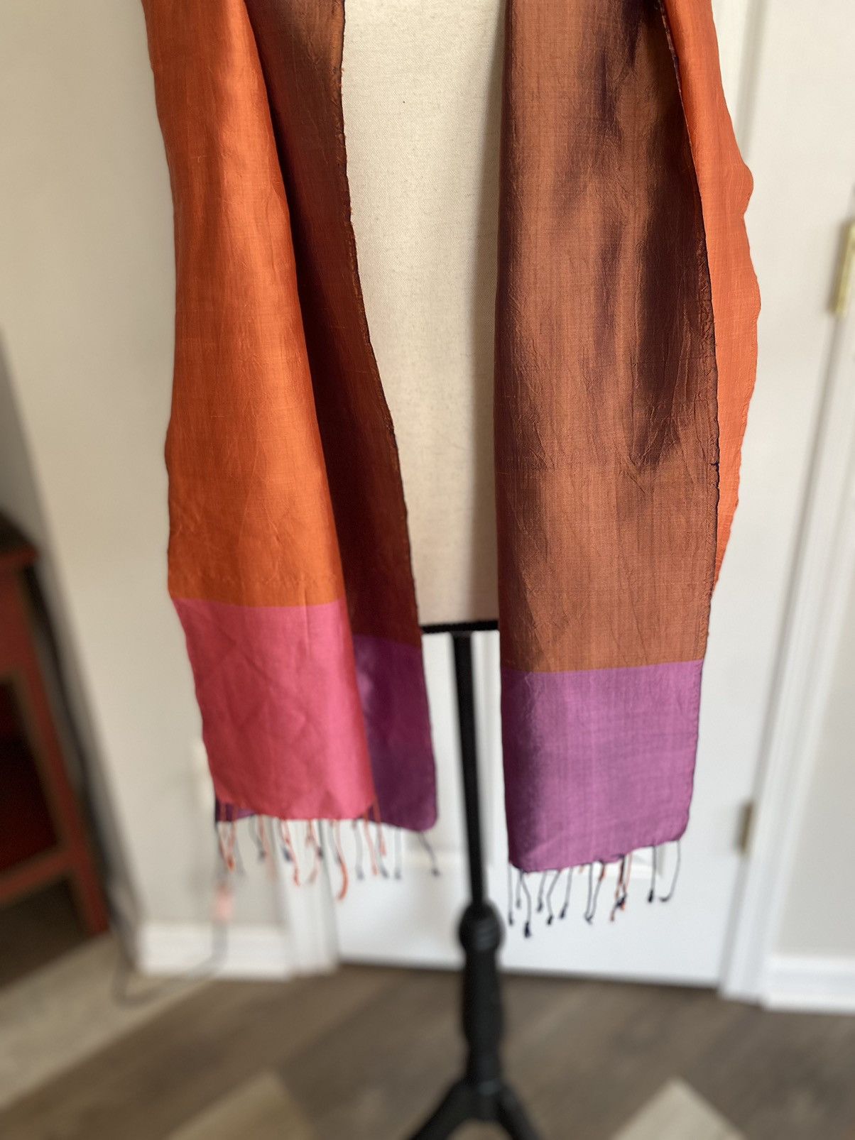 Other TABITHA CAMBODIA HANDCRAFTED SCARF SHAWL 100% CAMBODIAN SILK Size ONE SIZE - 7 Thumbnail