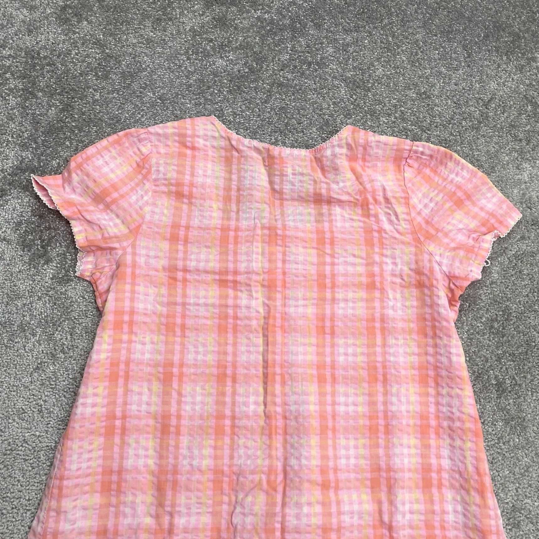 Pinko Pink K Nightgown Sleepwear Dress Womens Small Plaid Button Down Lace Trim Cotton Size S / US 4 / IT 40 - 4 Thumbnail