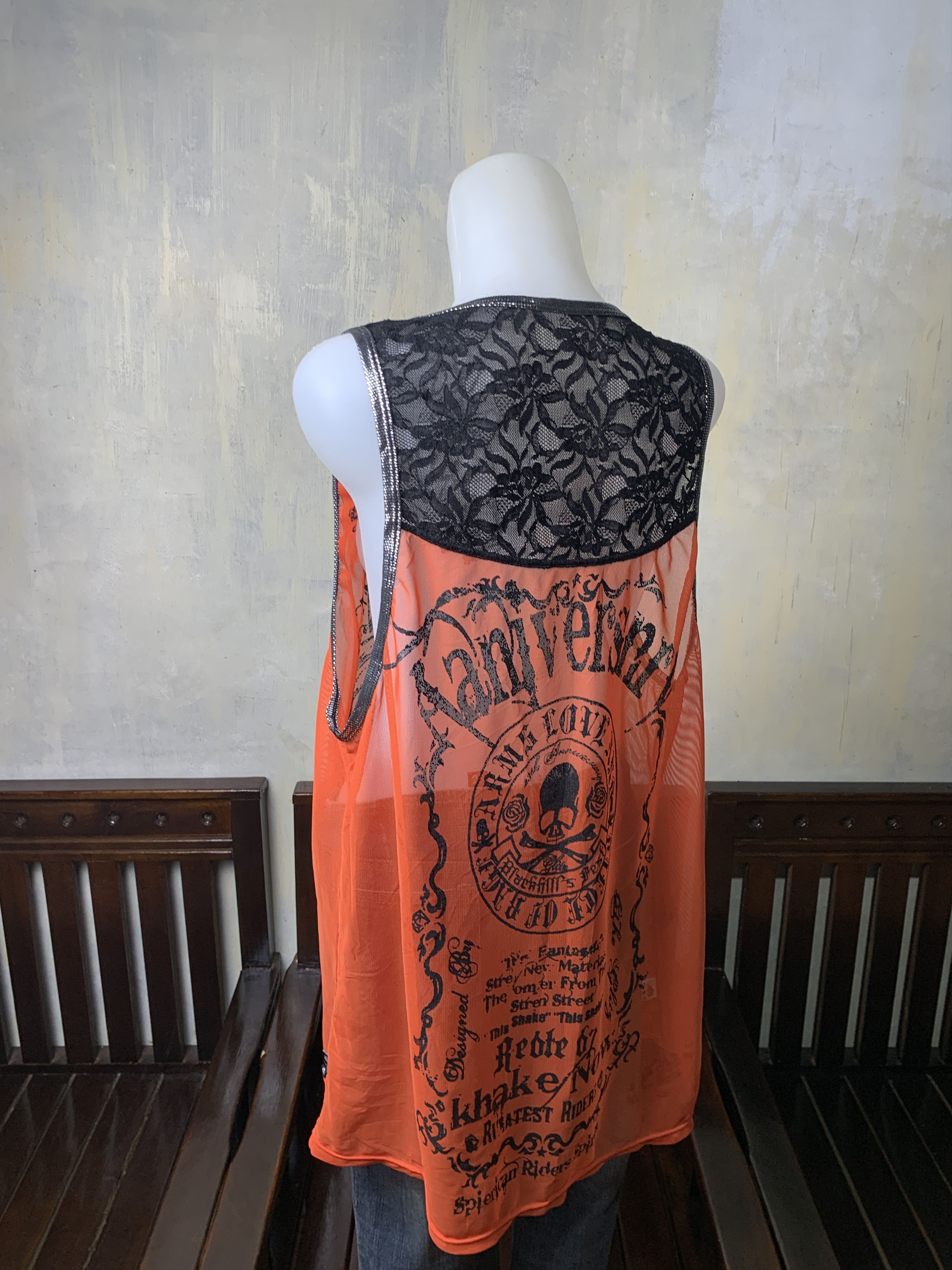 Japanese Brand Opemine Skull Poem Mesh Trim Jersey (Free) Size ONE SIZE - 3 Thumbnail