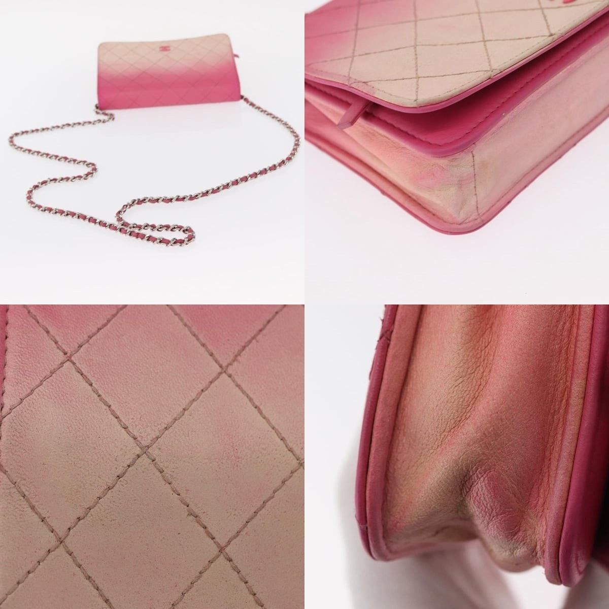 Chanel Chanel Chain Shoulder Bag Leather Pink Silver CC Size ONE SIZE - 4 Thumbnail