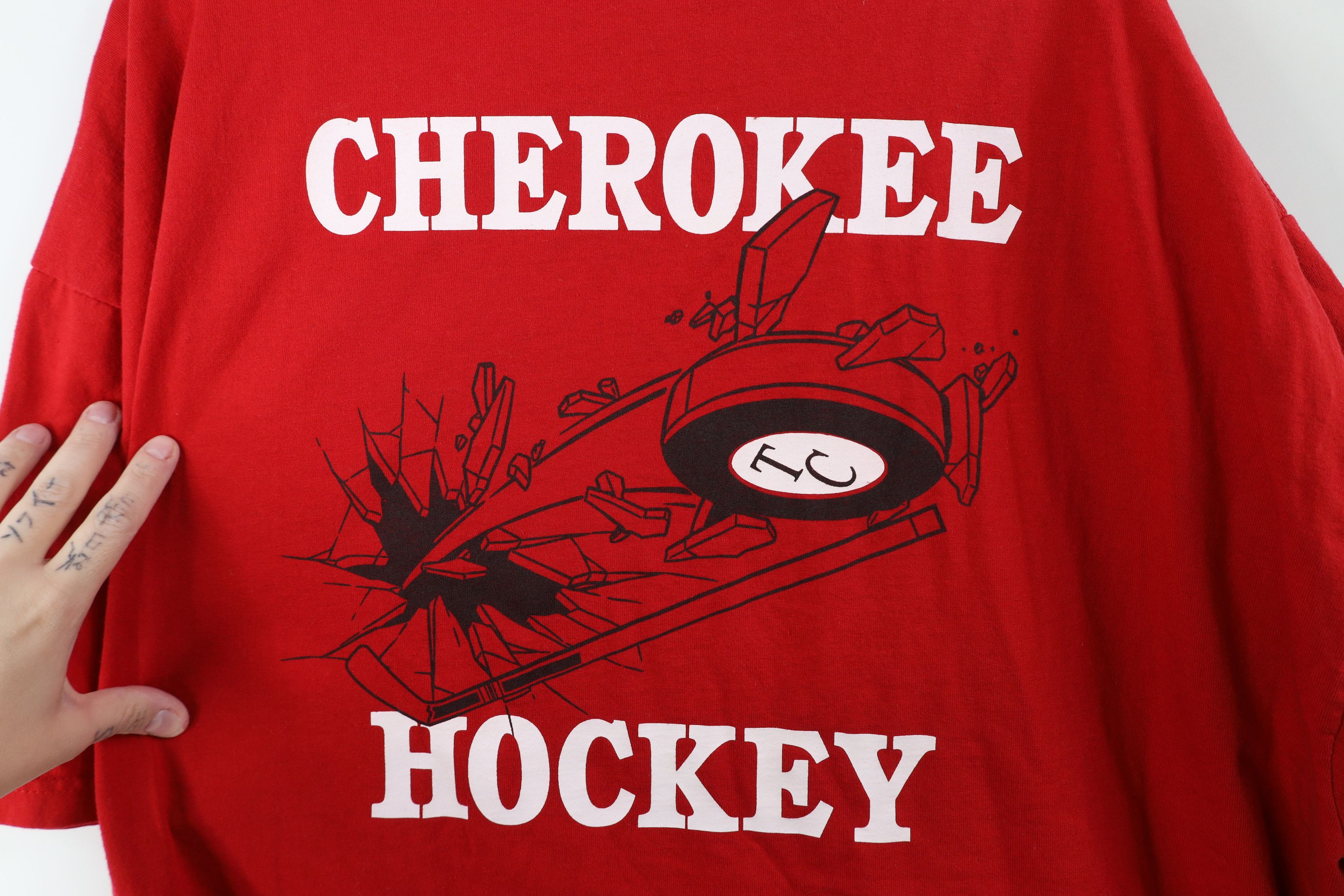 Vintage Vintage 90s Y2K Streetwear Spell Out Cherokee Hockey T-Shirt Size US XXL / EU 58 / 5 - 10 Thumbnail