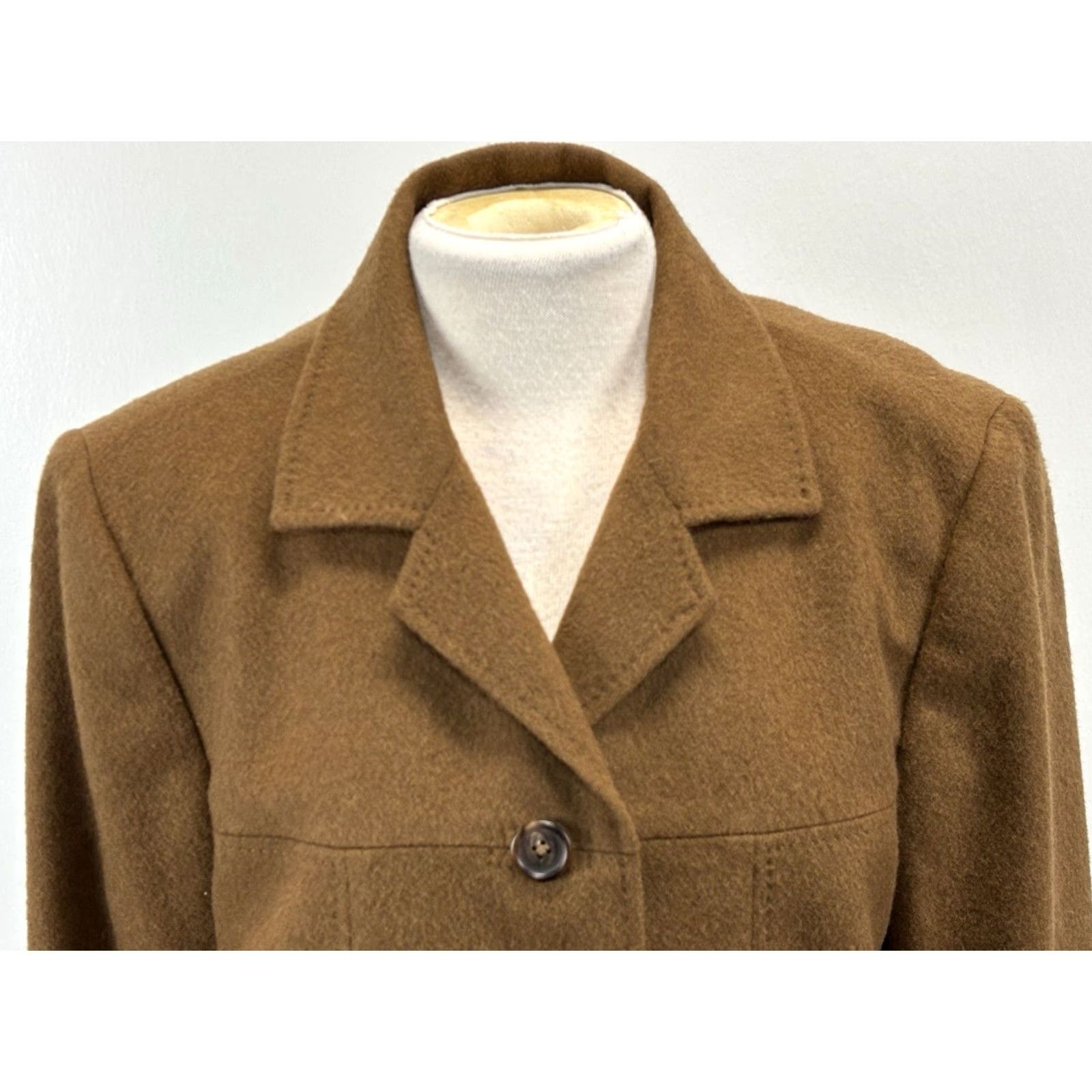 Talbots Talbots Blazer 14 Women's Brown Camel Hair Button Mandarin Collar Italian Vintage Boxy Old Money Career Jacket Size XL / US 12-14 / IT 48-50 - 5 Thumbnail