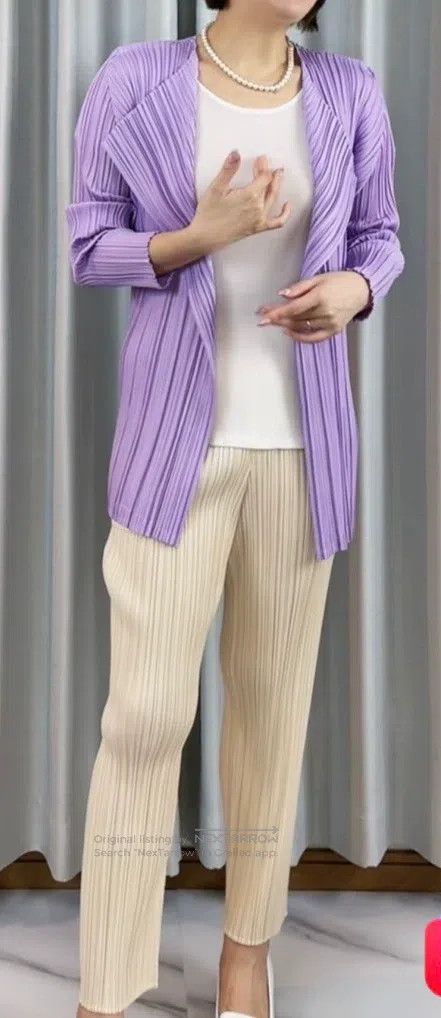 Issey Miyake Issey Miyake Soft Cotton Cardigan Purple Size L / US 10 / IT 46 - 3 Thumbnail