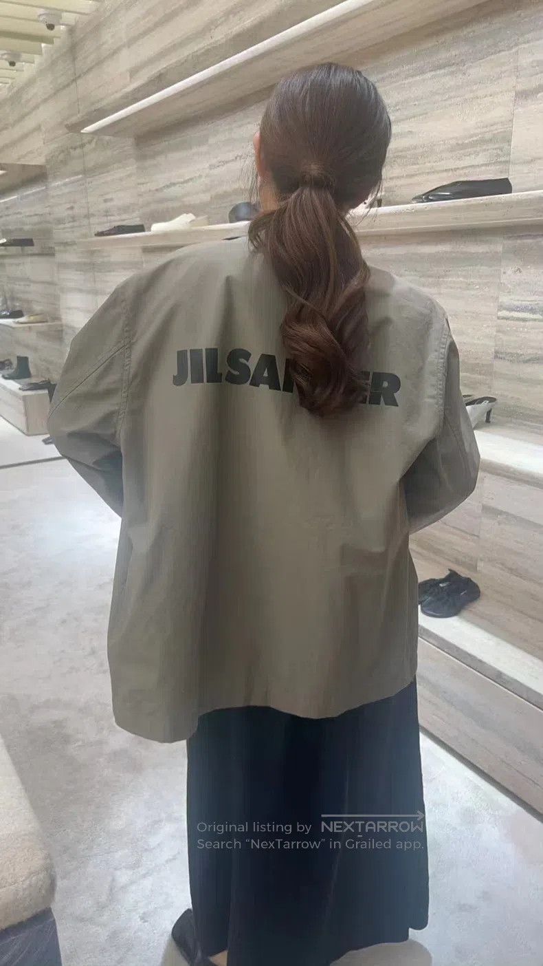 Jil Sander size 44 Back Letter Print Coach Jacket