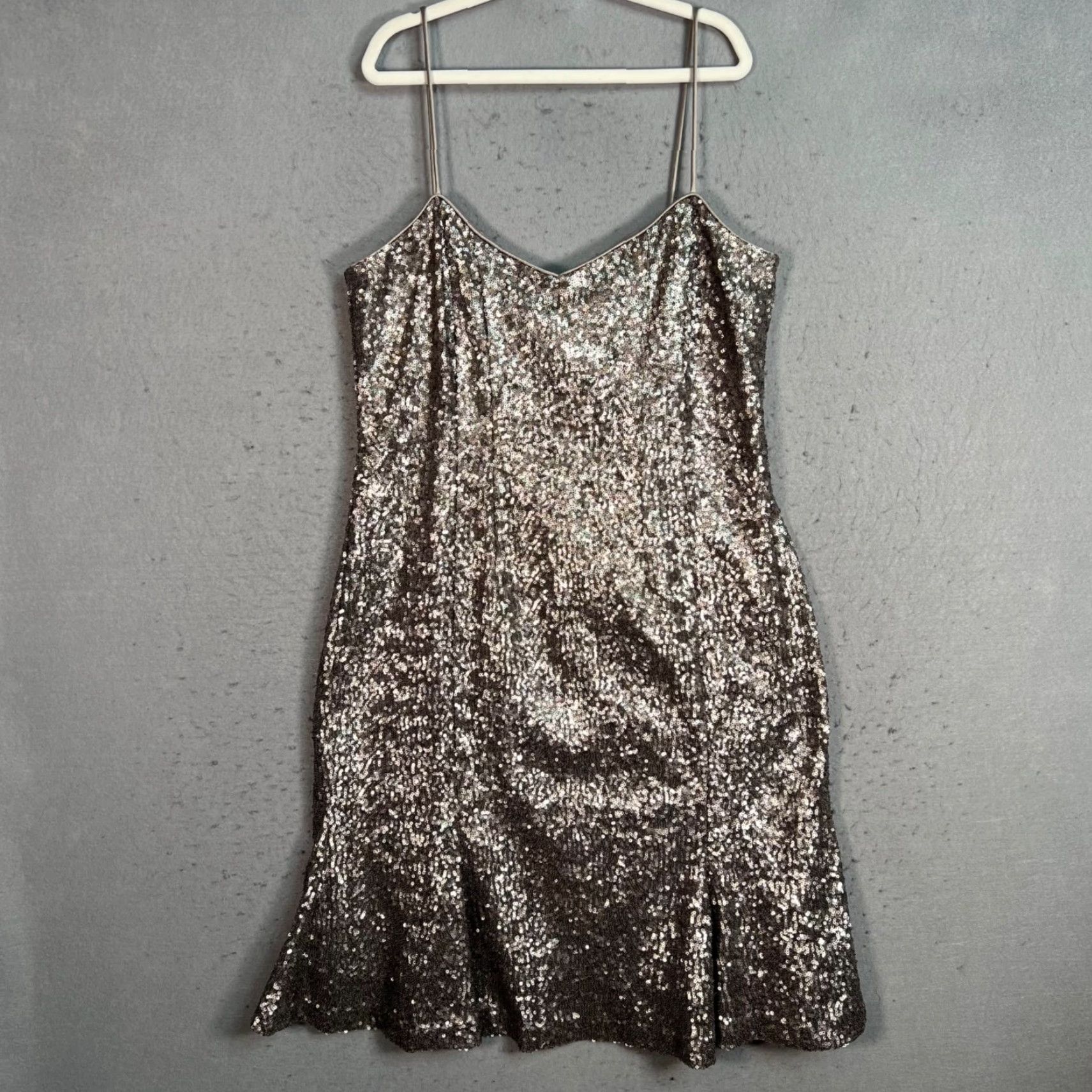Banana Republic Banana Republic Lauren Scott Collection Sequin Dress 12P Mini Sleeveless Beige Polyester Party/Cocktail Womens - 12P, Petite, Lined, Zip, Short Dress Size XL / US 12-14 / IT 48-50 - 2 Thumbnail