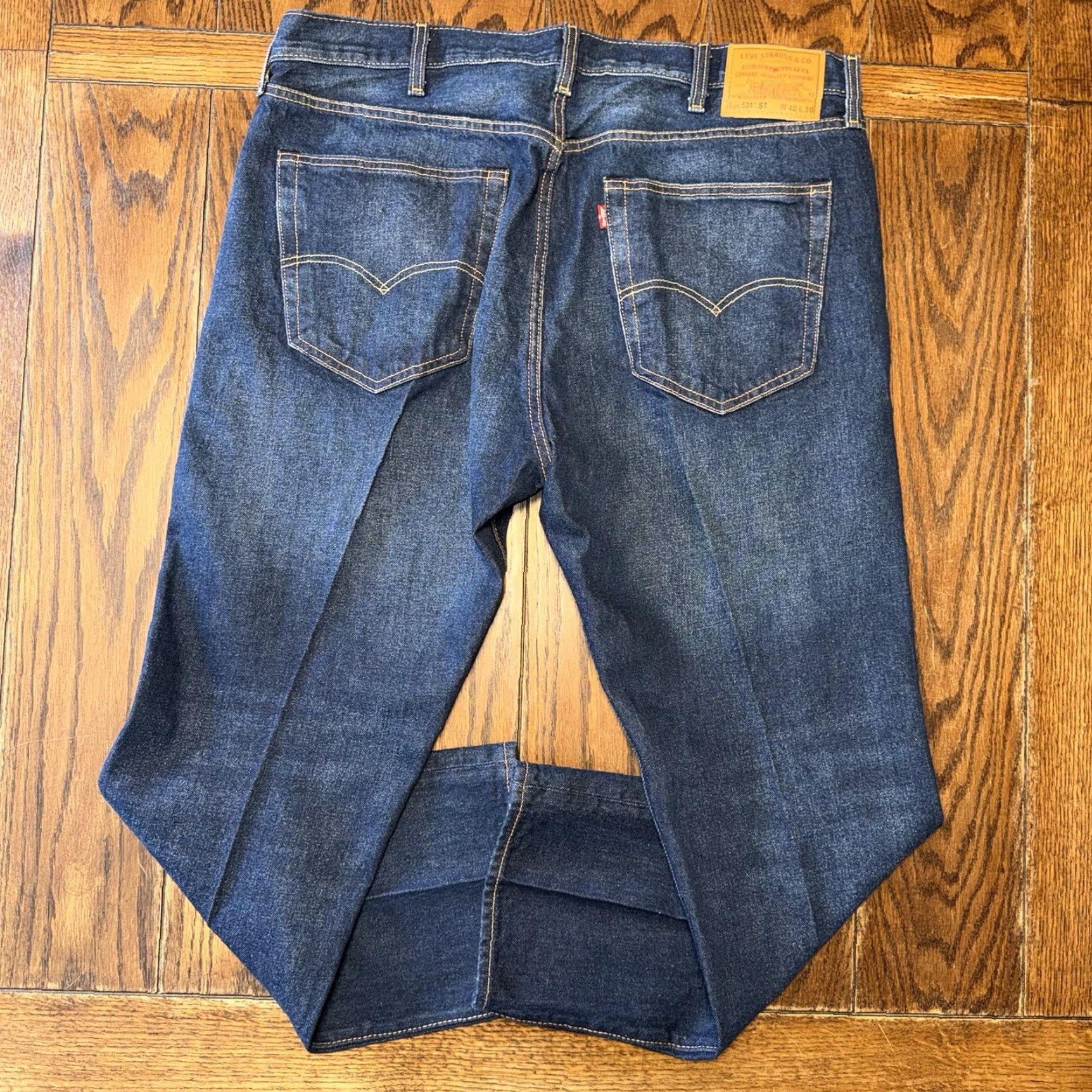 Levi's Levi's 501 ST Jeans Slim Taper Dark Wash Blue Denim Button Fly Men 40x30 Regular Inseam 29" Vintage No Size US 40 / EU 56 - 6 Thumbnail