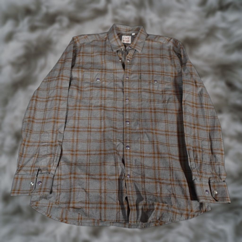Vintage VINTAGE Flynt Western Men’s Casual Shirt L Gray Plaid Long Sleeve Snap Button-Up 90s Cowboy Slim Fit Size US L / EU 52-54 / 3 - 1 Thumbnail
