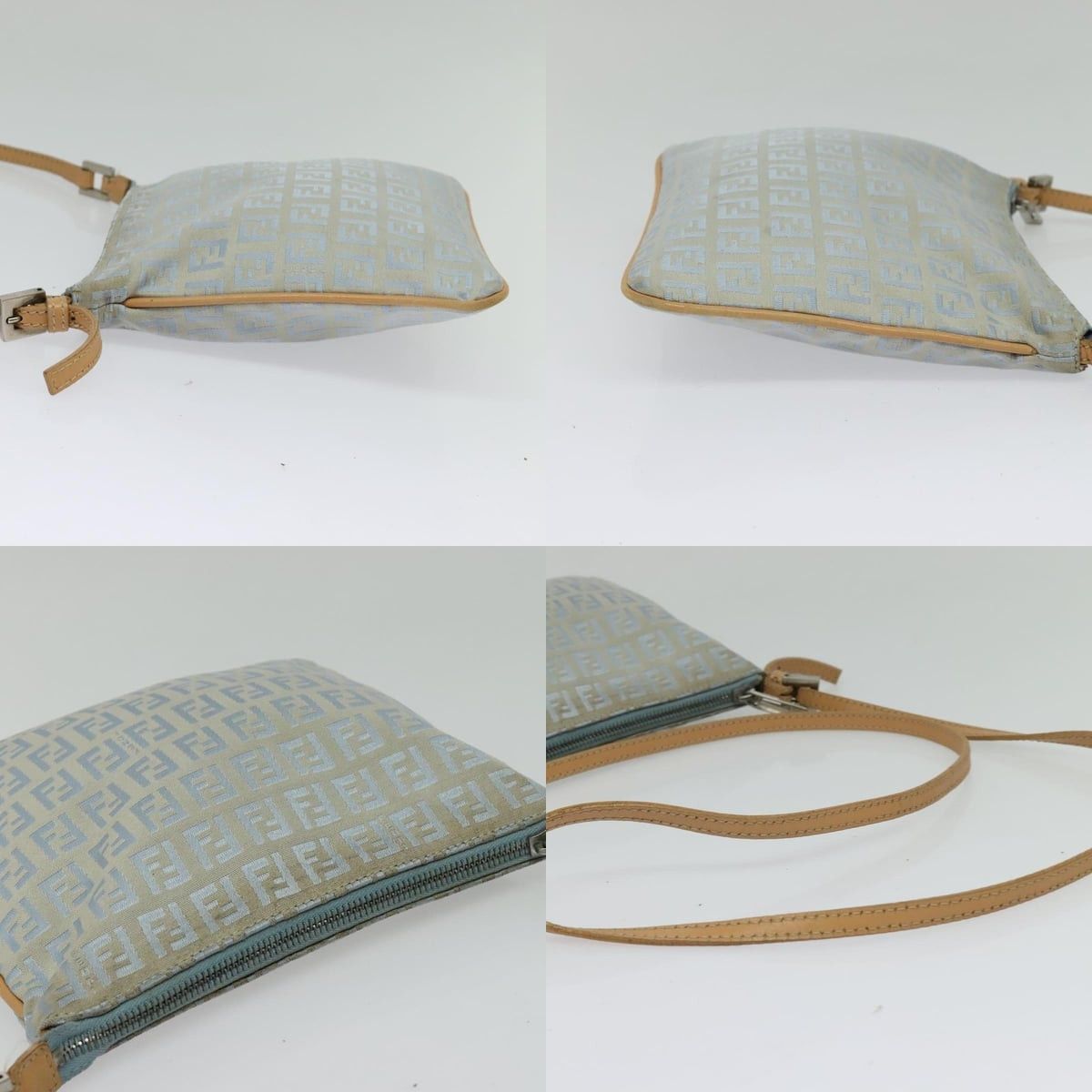 Fendi FENDI Zucchino Canvas Shoulder Bag Light Blue Silver Size ONE SIZE - 11 Thumbnail