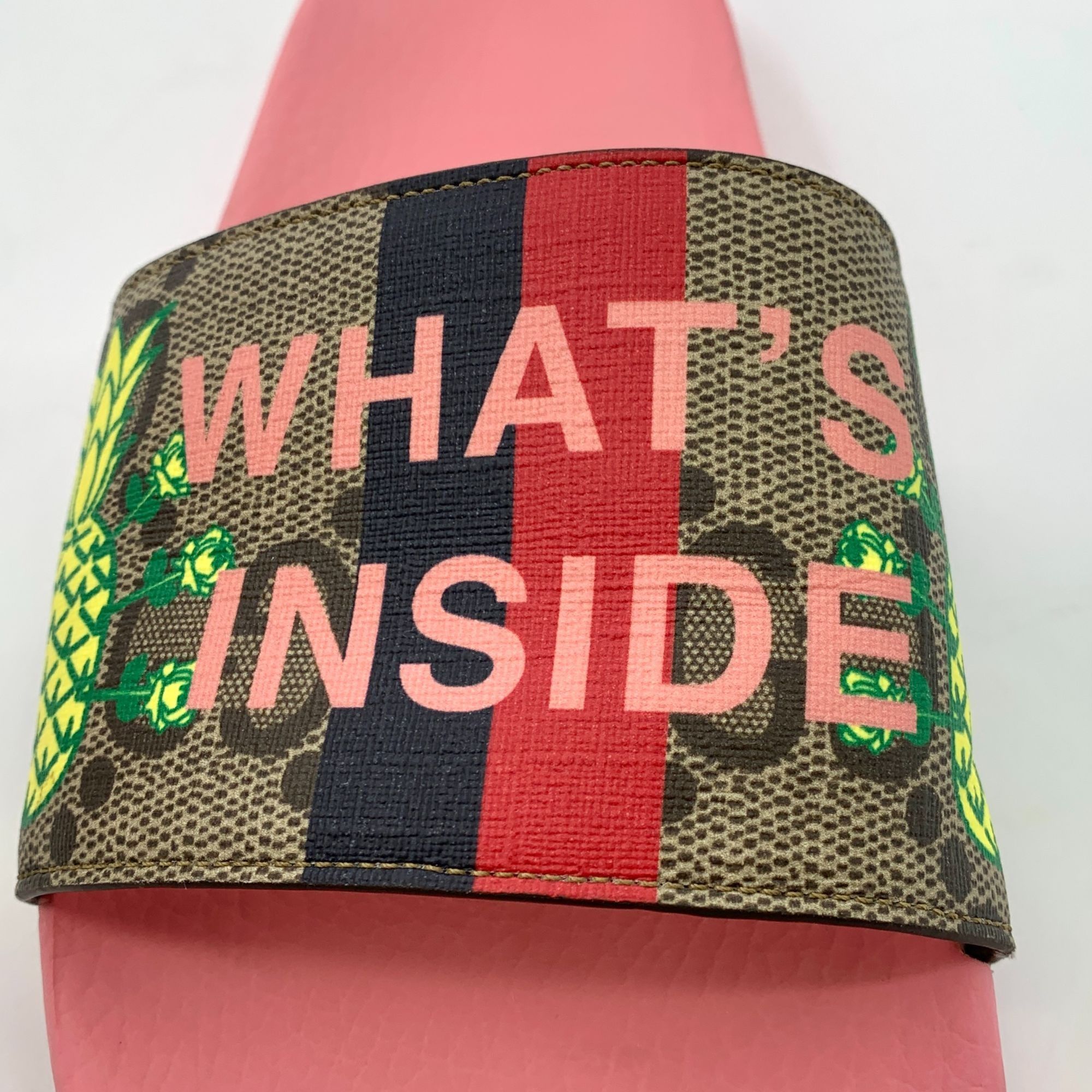 Gucci Gucci Pink Pineapple Printed Slides With "Whats Inside" Stra Size US 8 / EU 41 - 6 Thumbnail