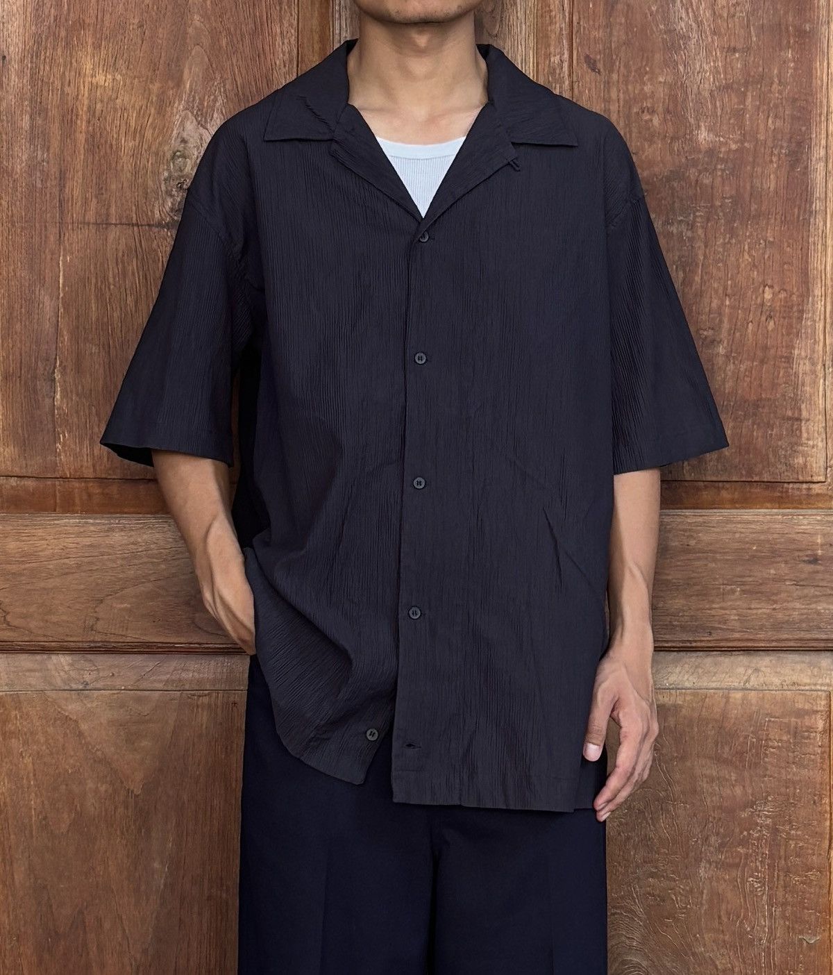 Our Legacy FREE TAX! Pleated Textured Open Collar Shirt Size US M / EU 48-50 / 2 - 1 Thumbnail