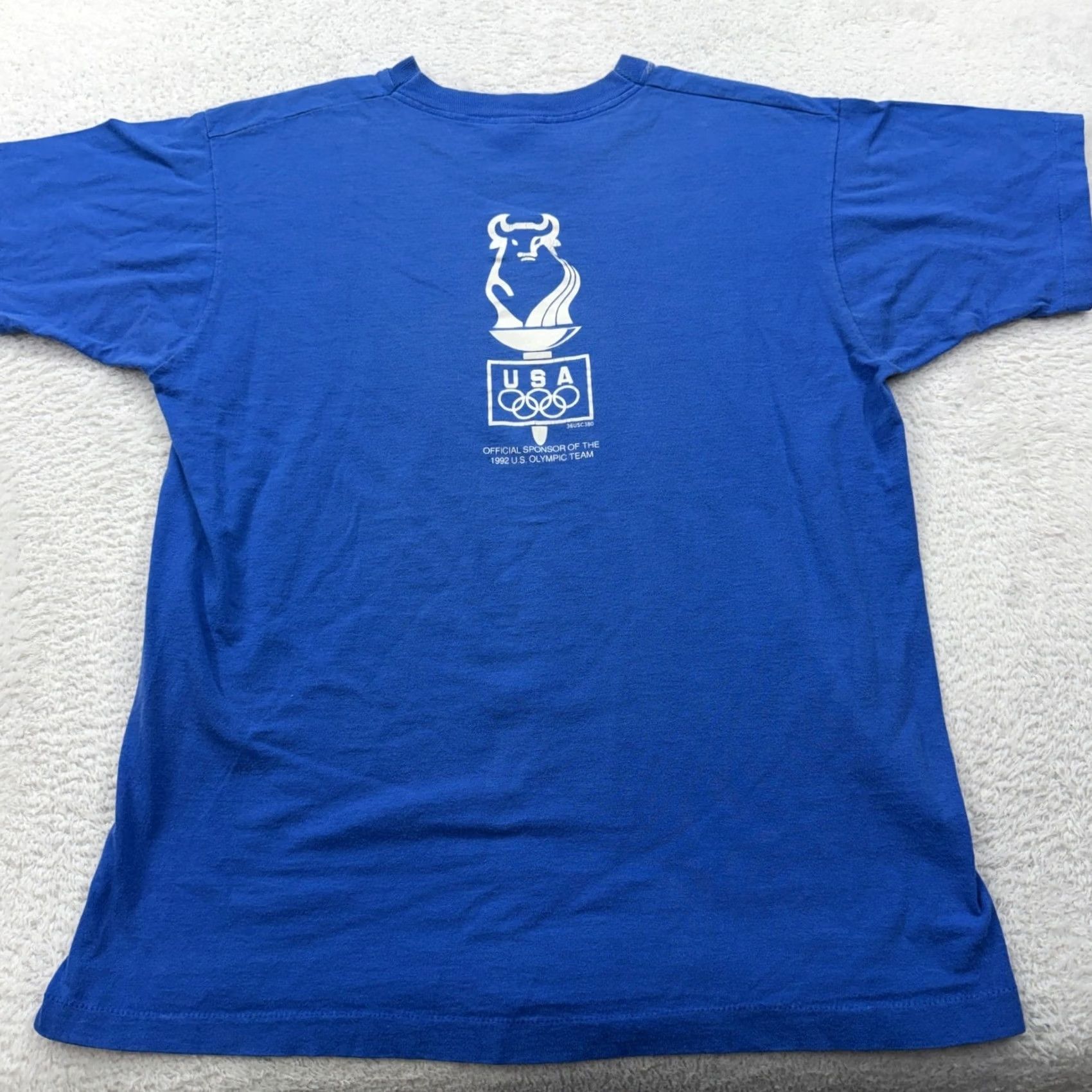 Fruit Of The Loom VINTAGE Fruit of the Loom Barcelona 92 Olympic Games T Shirt Official Sponsor Blue XL Shirt Men XS? Size US XL / EU 56 / 4 - 6 Thumbnail