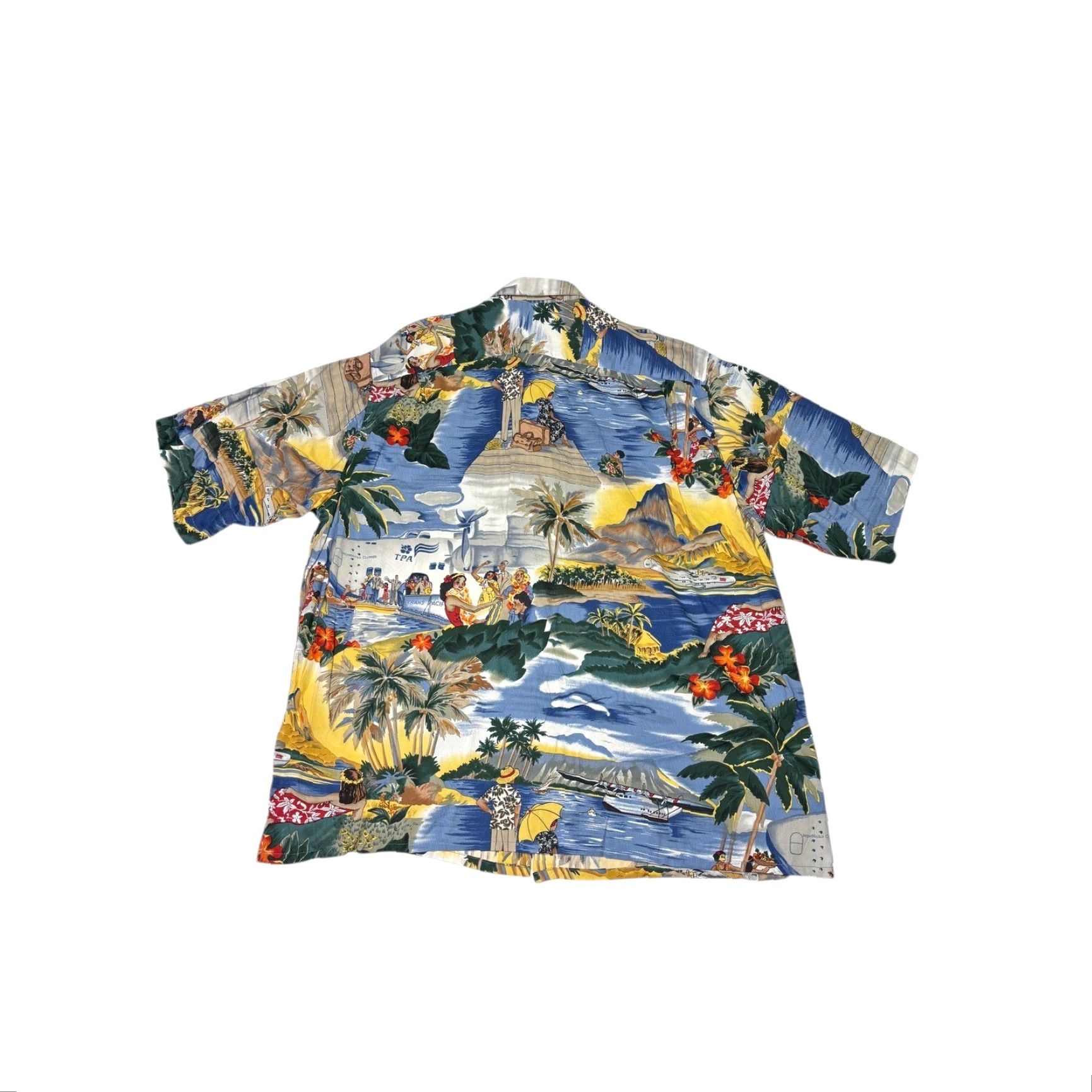 Reyn Spooner VINTAGE Reyn Spooner Hawaiian Traditions Shirt Mens XL Short Sleeve Button-Up Rayon Blue Tropical Scene Graphics Print Holiday Marine Summer Size US XL / EU 56 / 4 - 4 Thumbnail