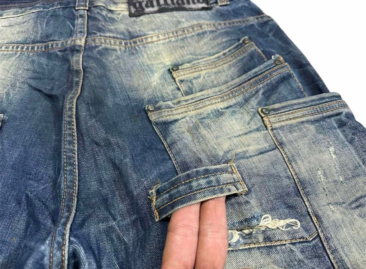 Designer × John Galliano 🔥Y2K Archived Galliano Gimmick Pocket Distressed Denim Size US 34 / EU 50 - 14 Thumbnail