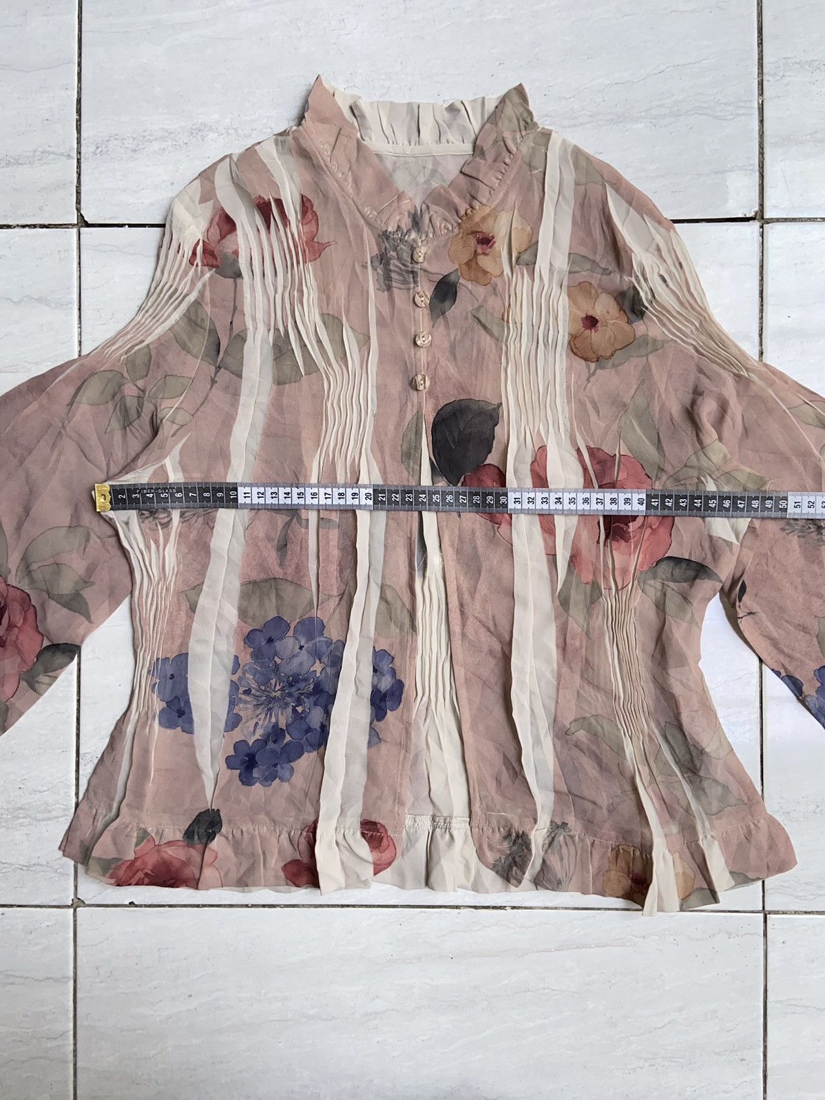 Other Issey Miyake Floral Patterned Blouse Size S / US 4 / IT 40 - 3 Thumbnail