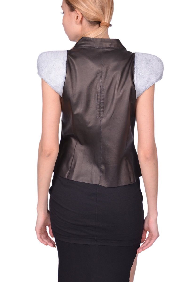 Rick Owens Last Size Rick Owens Leather Biker Vest in Black Size M / US 6-8 / IT 42-44 - 4 Thumbnail