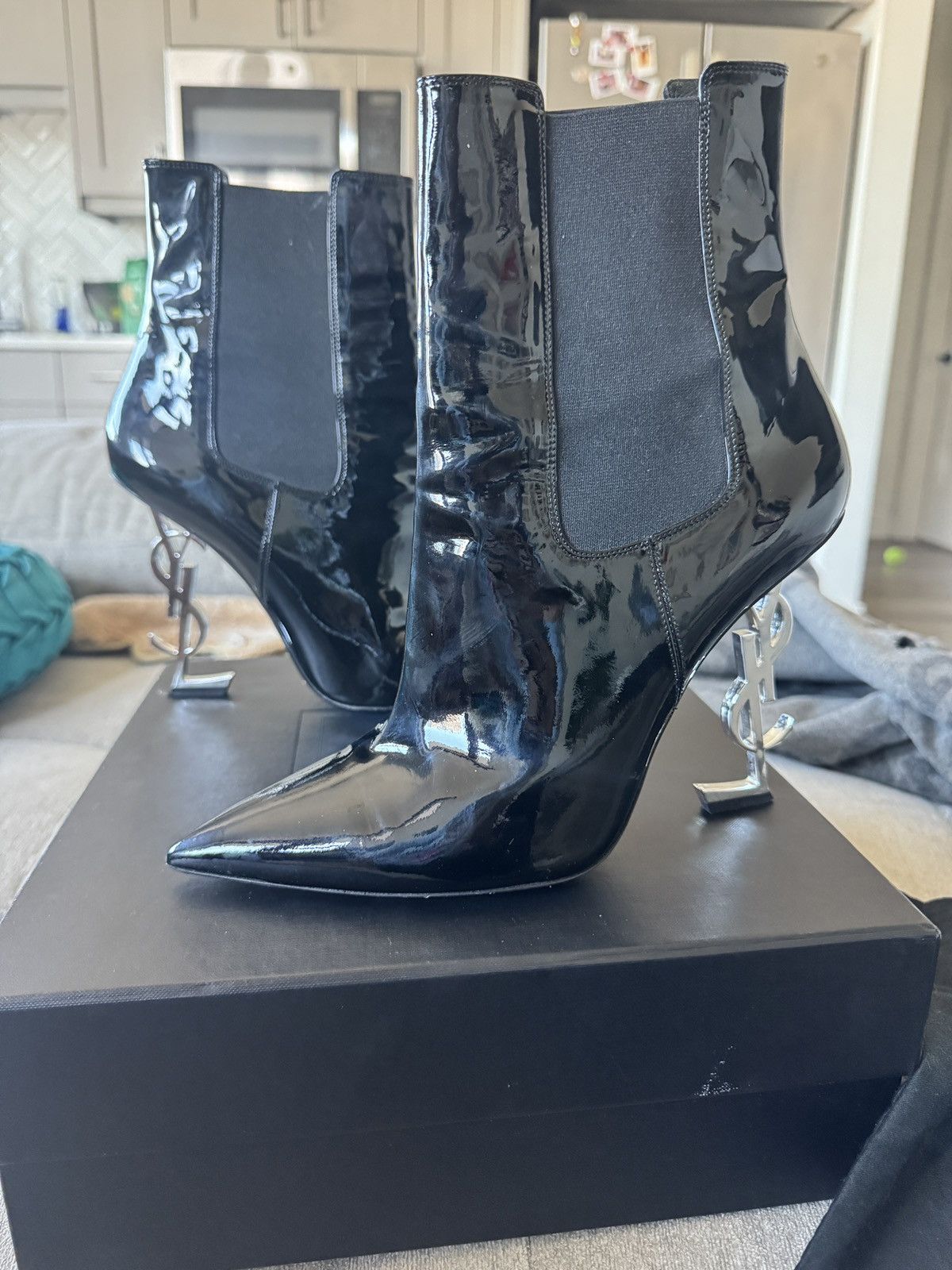 Yves Saint Laurent Saint Laurent Opyum Patent Leather Ankle Boots – Size 41 Size US 11 / IT 41 - 2 Thumbnail