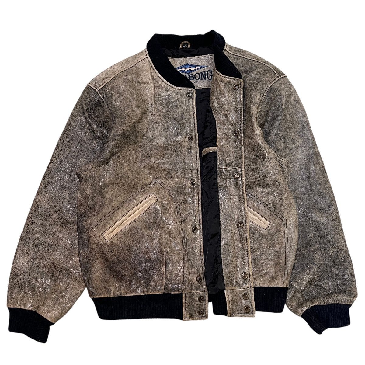 Billabong 🔥 80s 90s Vintage Billabong Leather Bomber Jacket Size US L / EU 52-54 / 3 - 3 Thumbnail