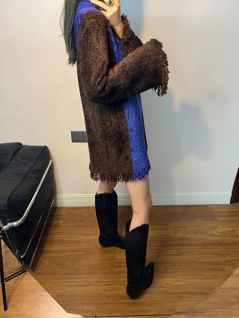 Kenzo KENZO Fur and velvet tassel high collar sweater dress Size M / US 6-8 / IT 42-44 - 9 Thumbnail