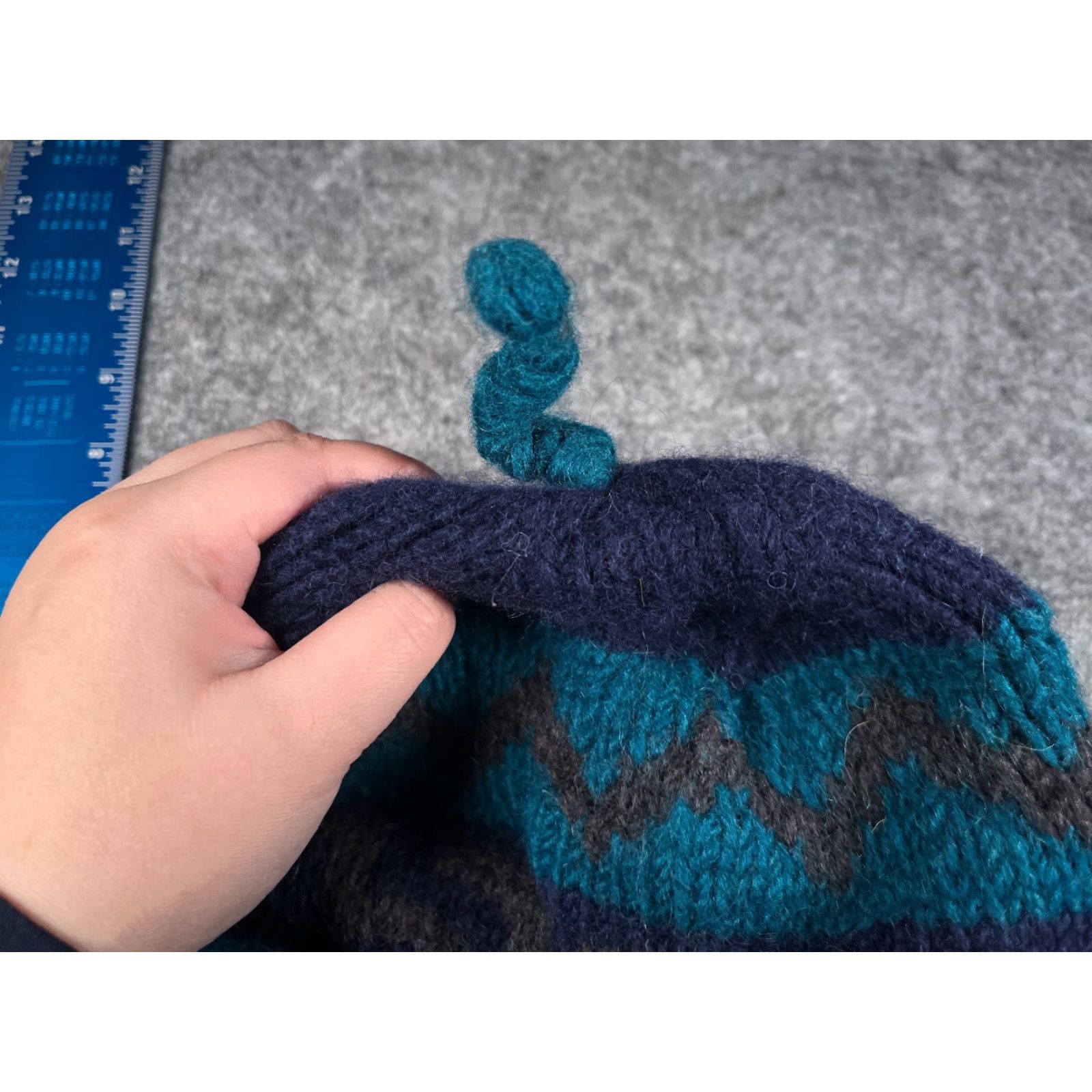 Vintage Sherpa Adventure Gear Beanie Adult Small Blue Wool Beanie Hat Mens Wool Ear Flap Lined Nepal Seasonal Outdoor Ski 90s Size ONE SIZE - 5 Thumbnail