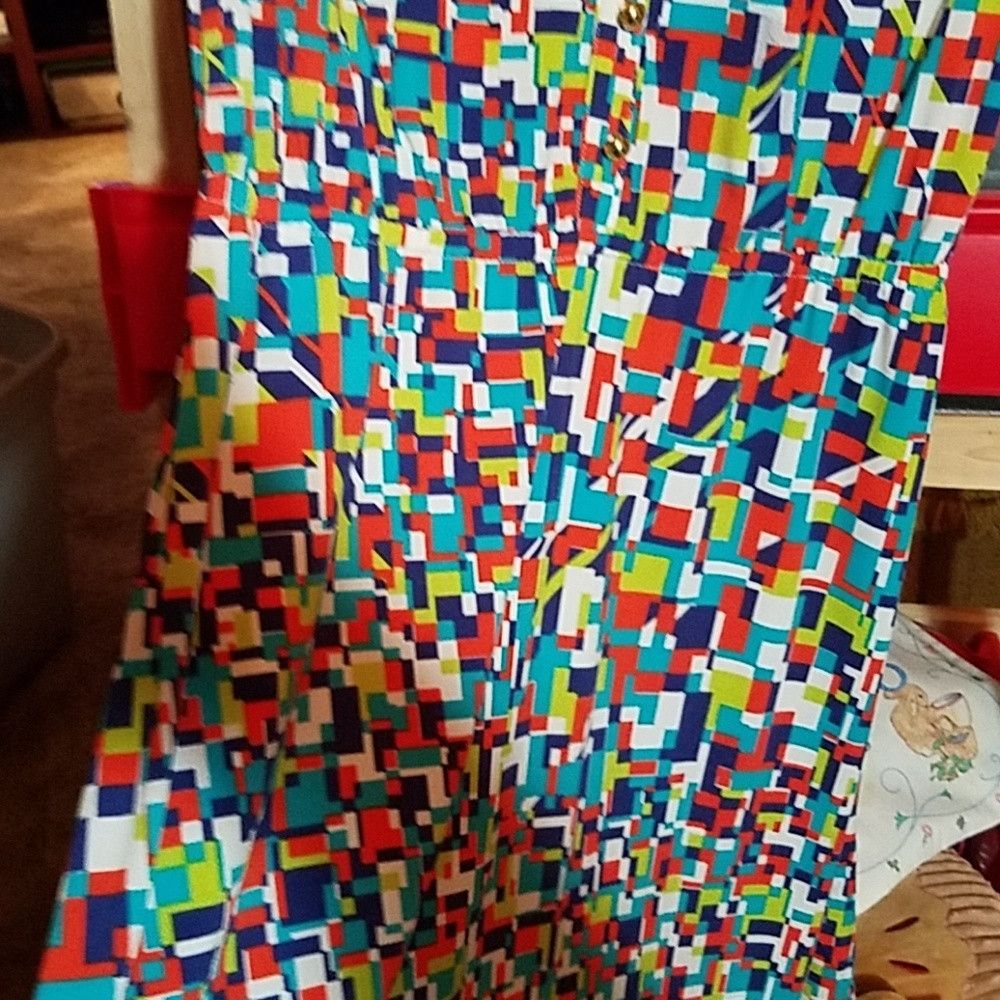 Other Volume One Tank Dress V-neck Asymmetrical Print Size L / US 10 / IT 46 - 3 Thumbnail