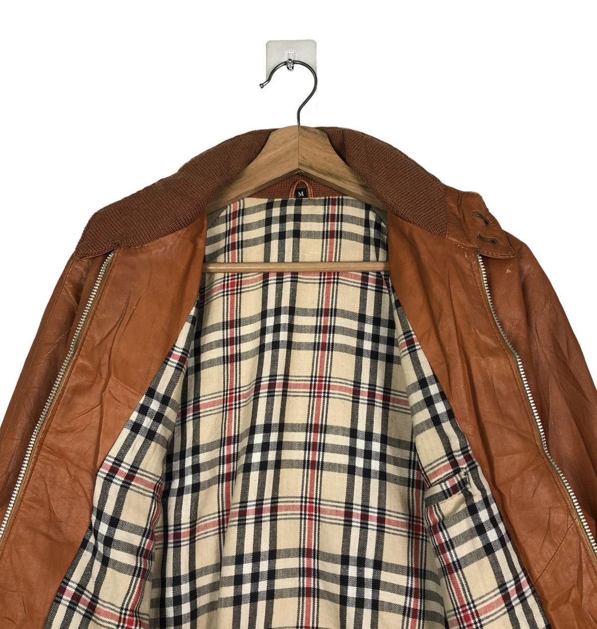 Japanese Brand 🔥VINTAGE BIKER LEATHER JACKET BLANKET CHECK TARTAN JAPAN Size US M / EU 48-50 / 2 - 14 Thumbnail