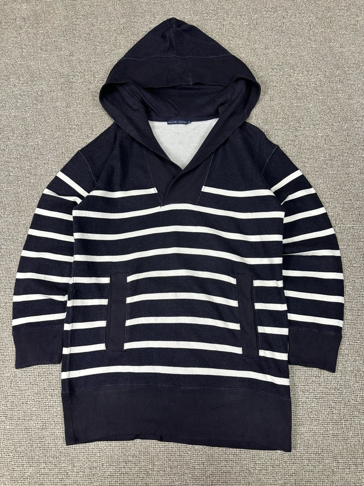 Ralph Lauren Vintage Ralph Lauren Wharf Knit Hoodie in Navy Stripe Z386 Size US XL / EU 56 / 4 - 1 Thumbnail