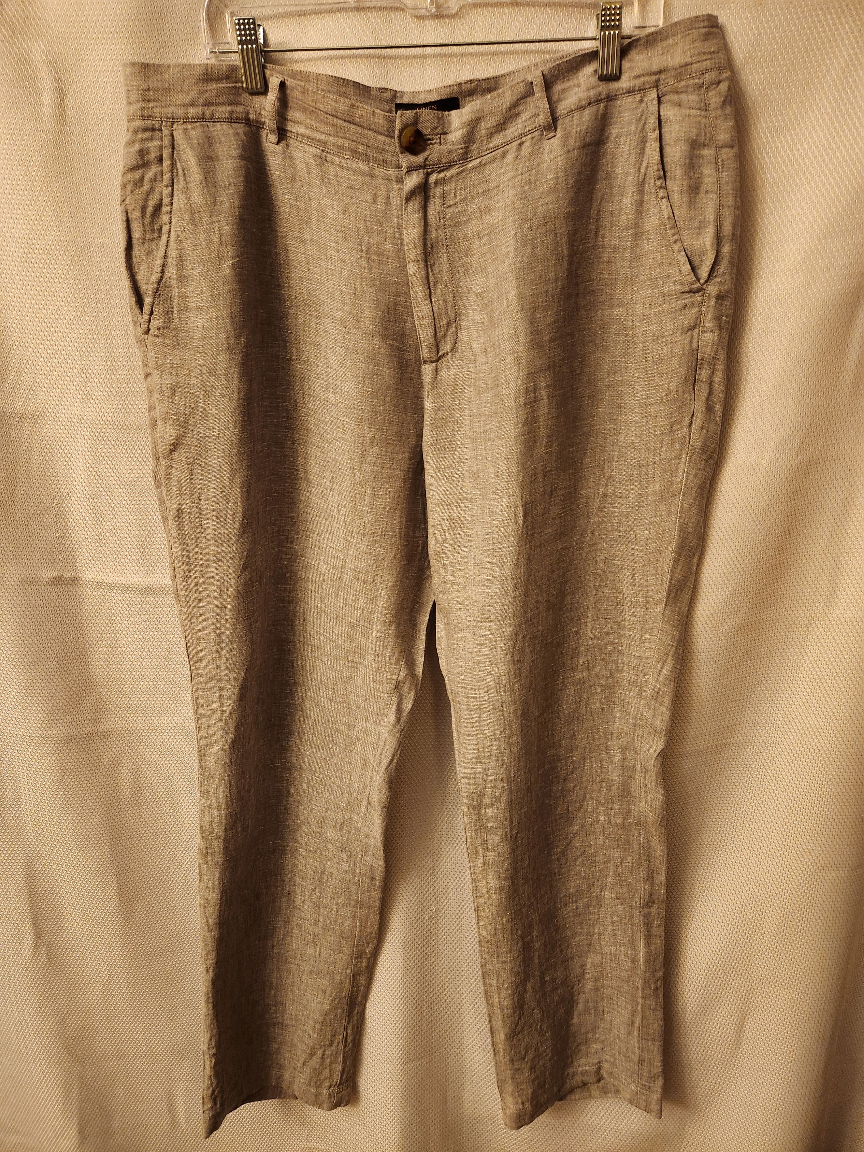 Club Room 100% Linen Gray Flat Front Pants Size US 34 / EU 50 - 1 Thumbnail