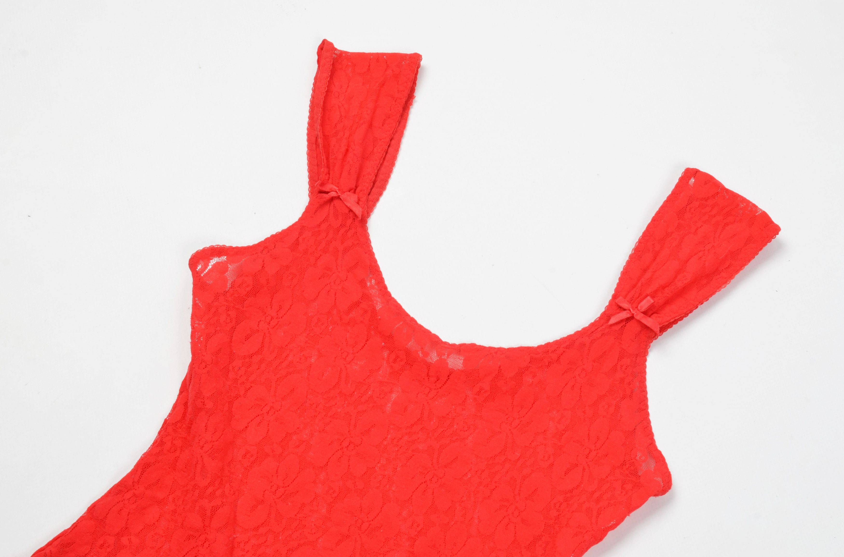 Vintage Vintage Roberta 90's Coquette Lace Red Bodysuit Size ONE SIZE - 5 Thumbnail