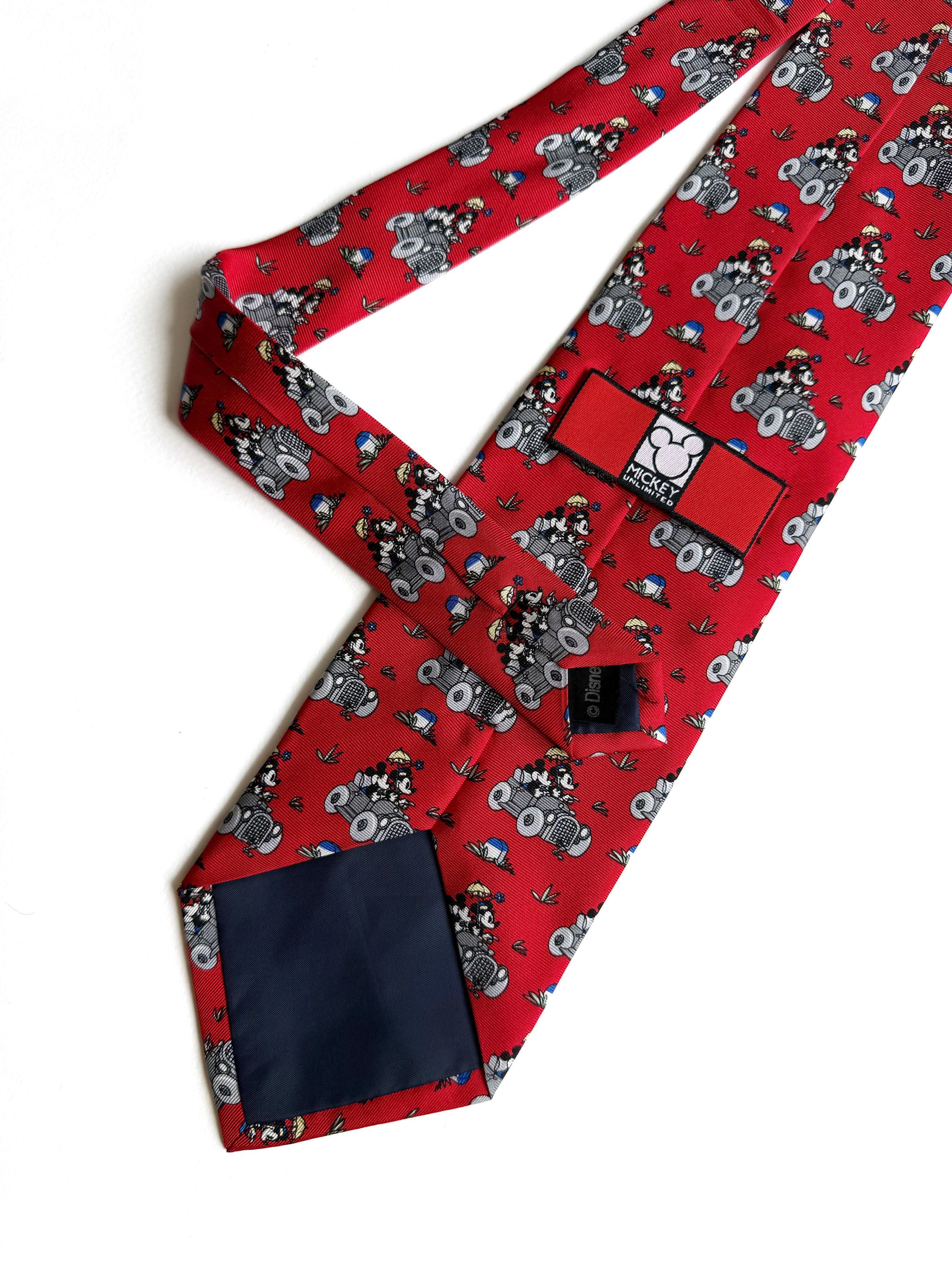 Disney Walt Disney Mickey Mouse Neck Tie Old Time Antique Car Theme Size ONE SIZE - 3 Thumbnail