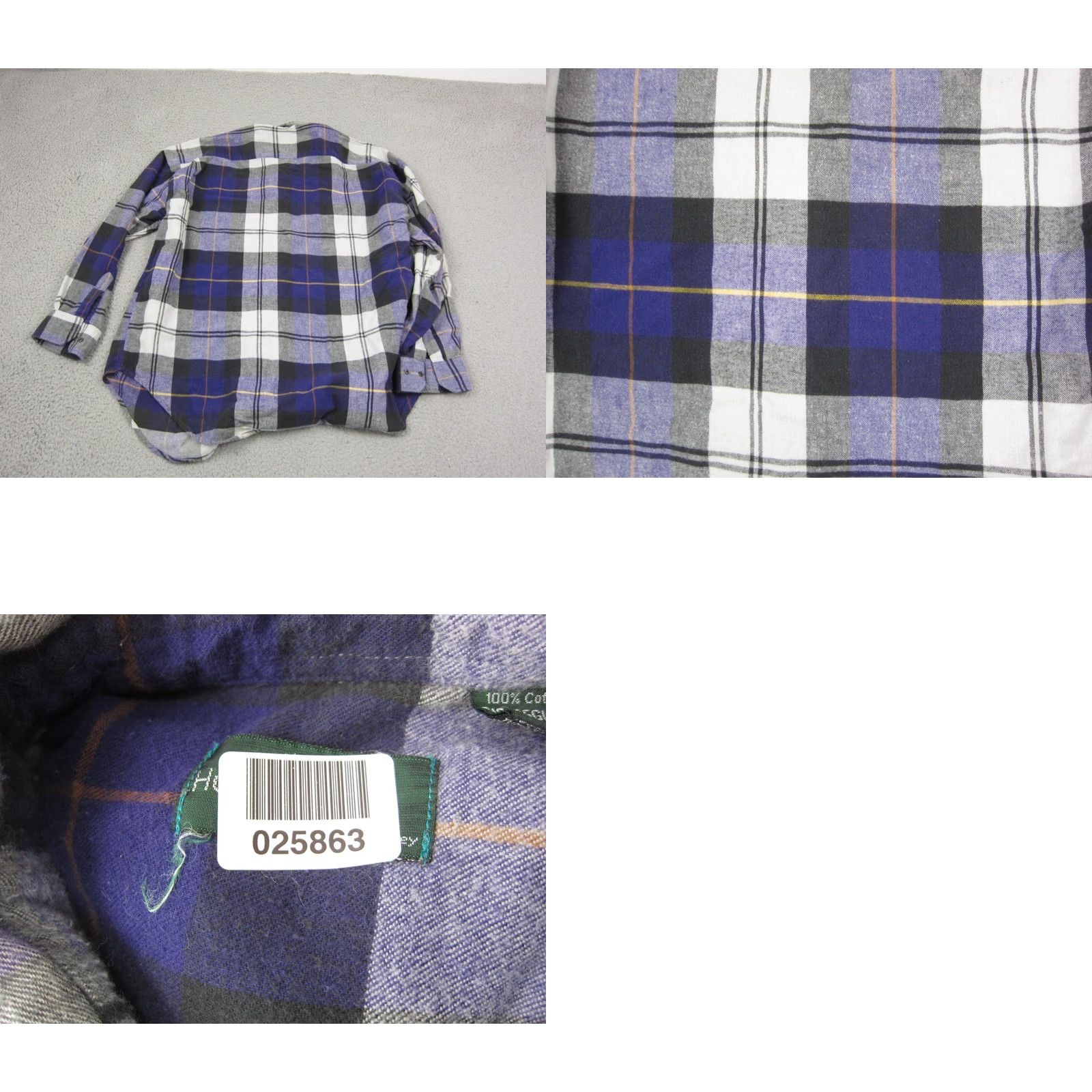 JCPenney Vintage Hunt Club Shirt Mens 2XL Blue Plaid Flannel Cotton Button-Up Casual Workwear 90s Mens Size US XXL / EU 58 / 5 - 8 Thumbnail