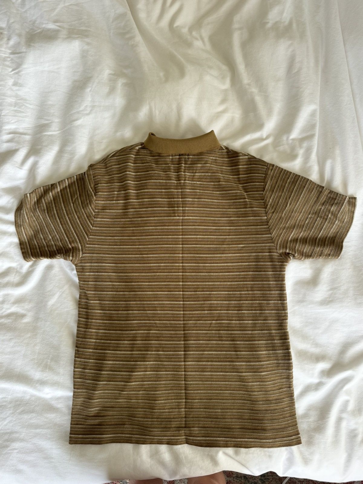 Liz Claiborne Claiborne mens polo. Brown and white striped Size US L / EU 52-54 / 3 - 3 Thumbnail