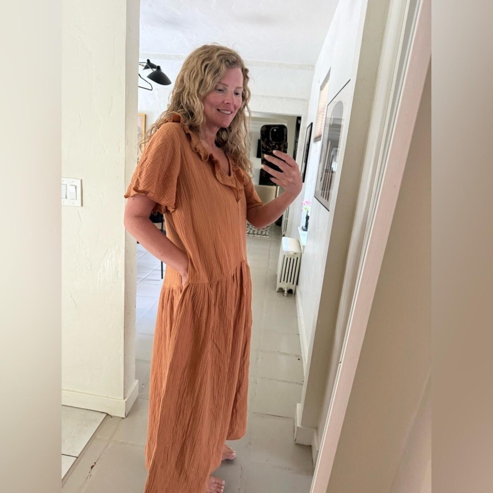 Other Ces Femme Rust Orange Maxi Dress Size 10 Boho V Neck Flowy Size L / US 10 / IT 46 - 4 Thumbnail