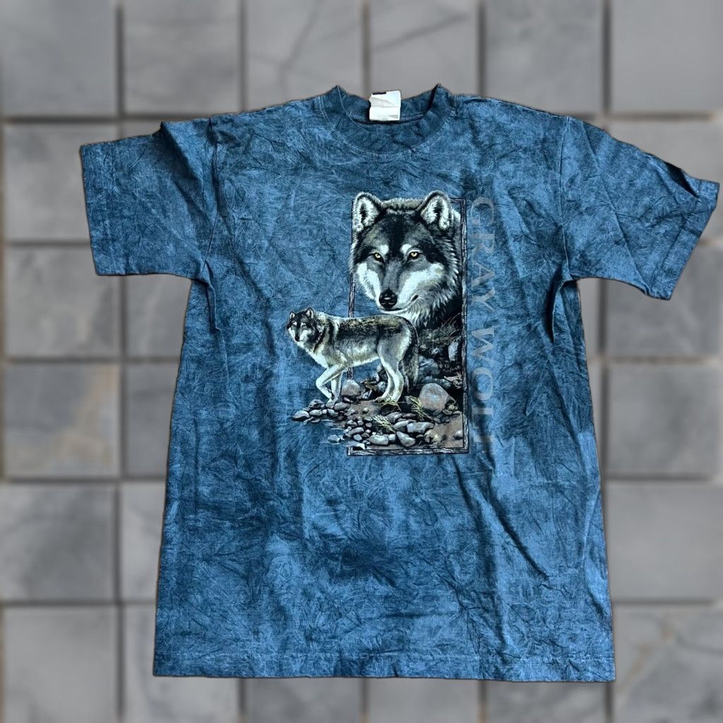 Vintage VINTAGE Wolf Shirt Mens Medium Blue Graphic Art Limited USA TShirt Size US M / EU 48-50 / 2 - 1 Thumbnail