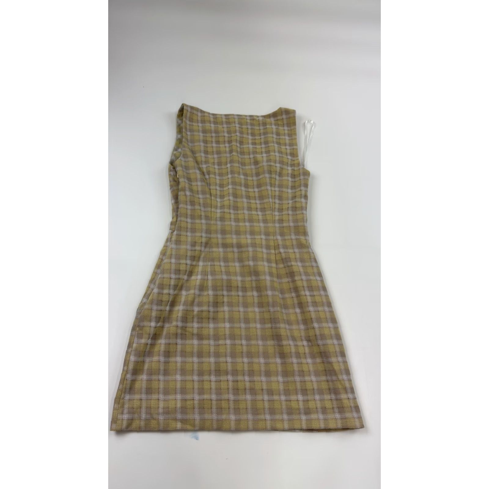 Vintage Song of Style Dress Womens XXS Yellow Plaid Textured Sleeveless Mini Lined Size XXS / US 00 / IT 34 - 4 Thumbnail