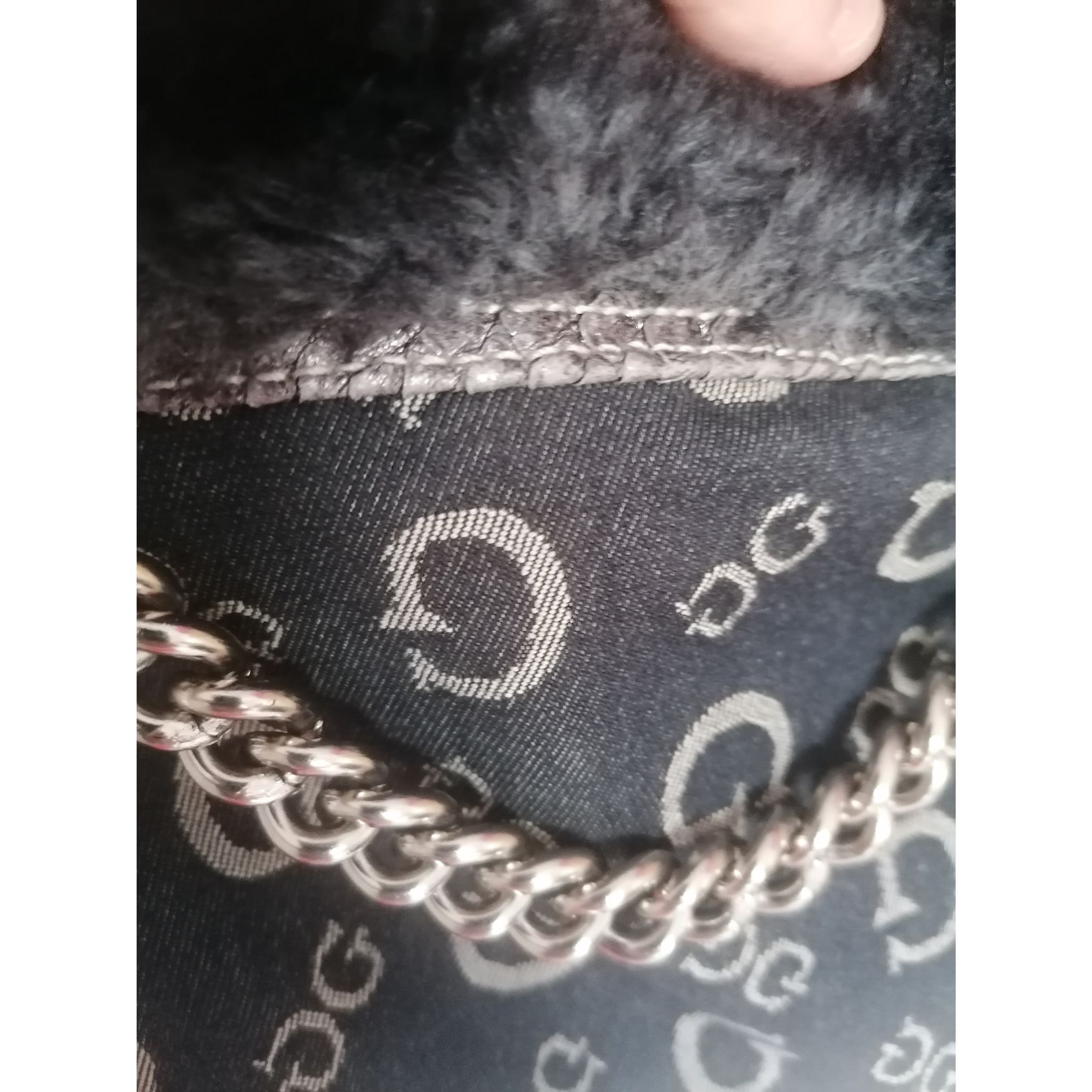 Guess Denim bag with faux fur and snakeskin pattern Size ONE SIZE - 7 Thumbnail