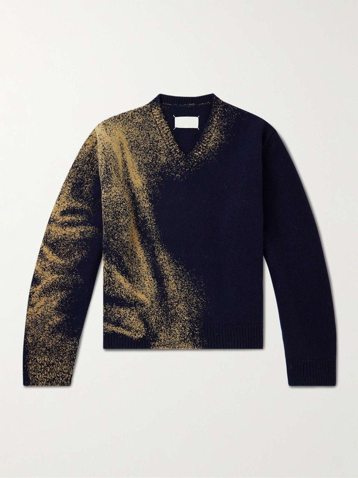 Maison Margiela SS/24 Sandstorm V-Neck Flocked Sweater Size US S / EU 44-46 / 1 - 8 Thumbnail