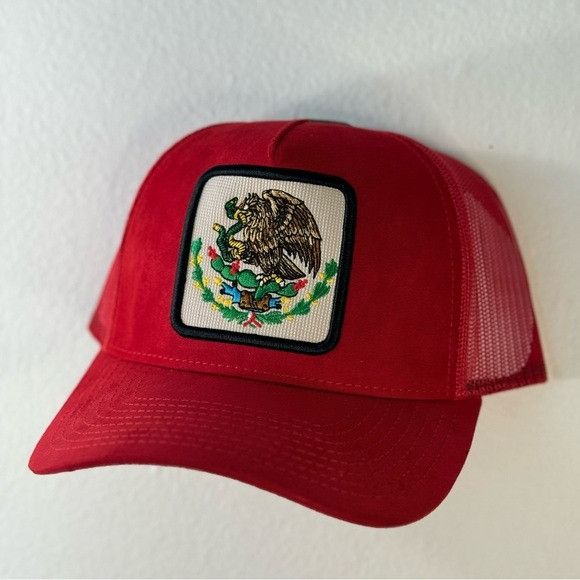 Designer NEW MEXICO SEAL PATCH RED SEUDE TRUCKER MESH CAP HAT Size ONE SIZE - 1 Thumbnail