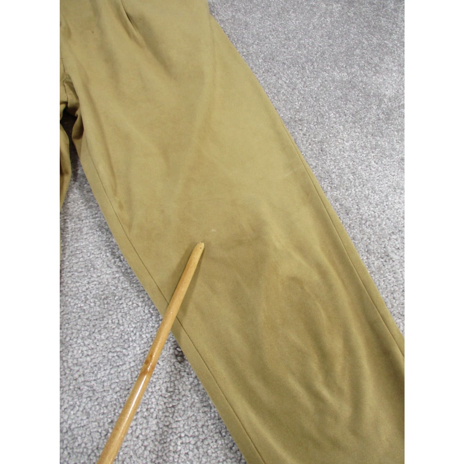 Zara Zara Pants Womens Small Khaki Tan Faux Suede Pleated Front Tapered Leg Size 28" / US 6 / IT 42 - 2 Thumbnail