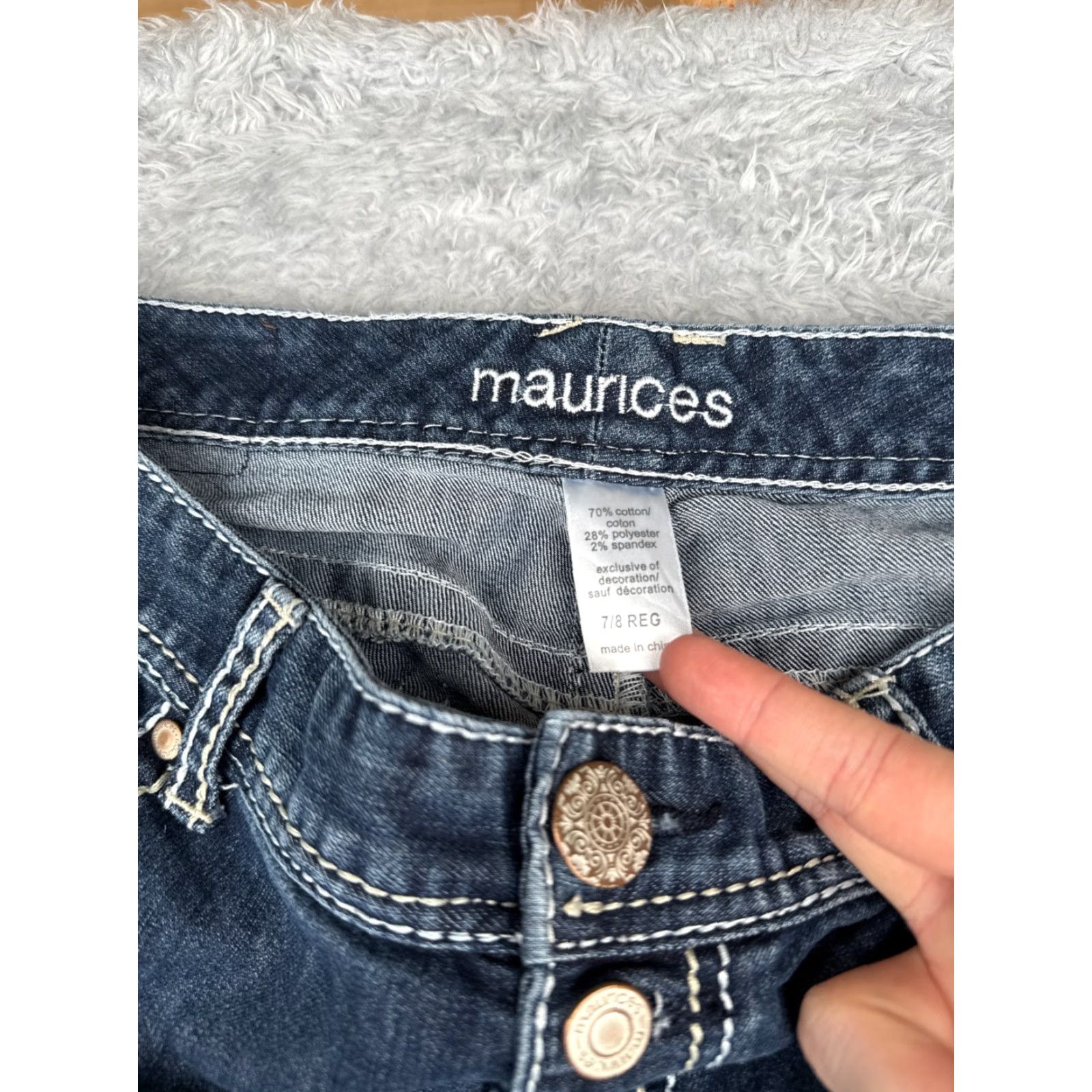 Vintage Maurices Jeans Women Bootcut 7 Blue Denim 30x31 5-Pocket Embroidered Zipper Button Cotton Blend Regular Womens Size 28" / US 6 / IT 42 - 5 Thumbnail